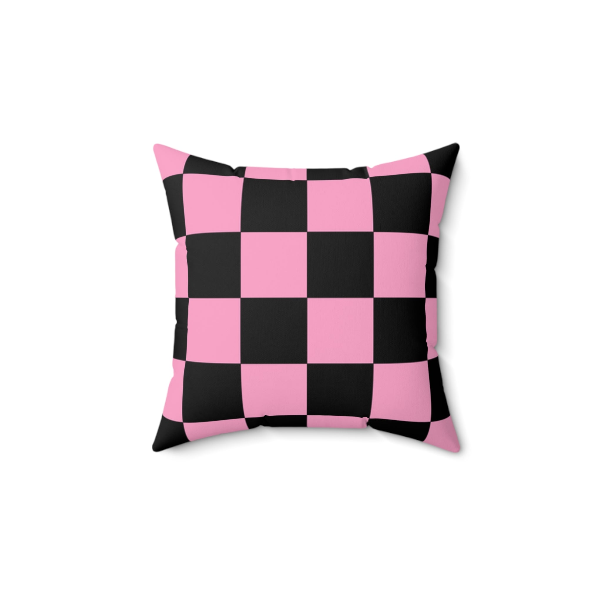 Checkerboard Black and Pink Spun Polyester Square Pillow, Artsulli - Art is Long, Life is Short, Home Decor, Size, 14" × 14", , , , , 21569470506293991164