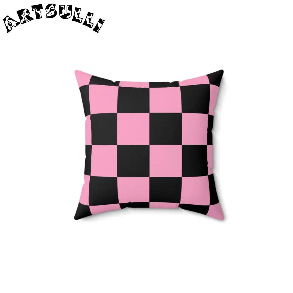 JAKKOUTTHEBXX Checkerboard Black and Pink Spun Polyester Square