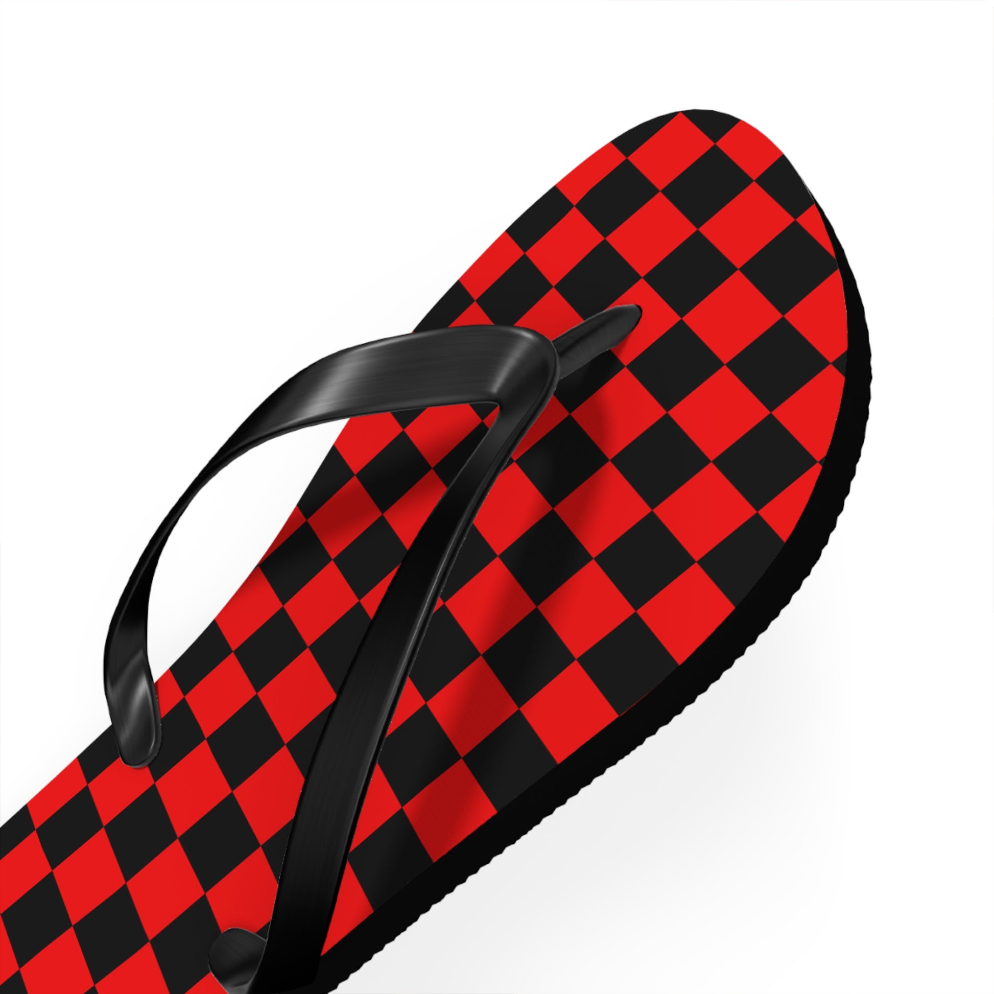 Checkerboard Red and Black Flip Flops, Artsulli - Art is Long, Life is Short, Shoes, , , , , , , 