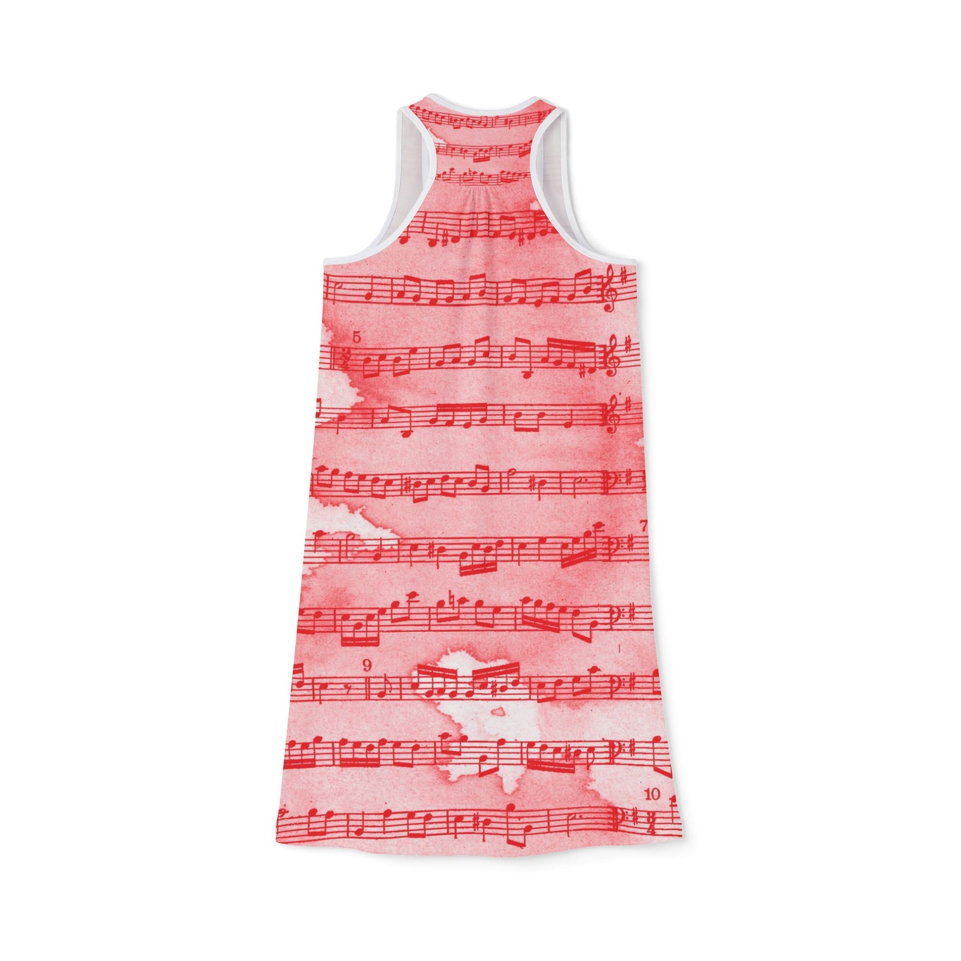 Drip Spill Type Beat Sheet Music Red Women's Racerback Dress (AOP), Artsulli - Art is Long, Life is Short, Tank Top, , , , , , , 