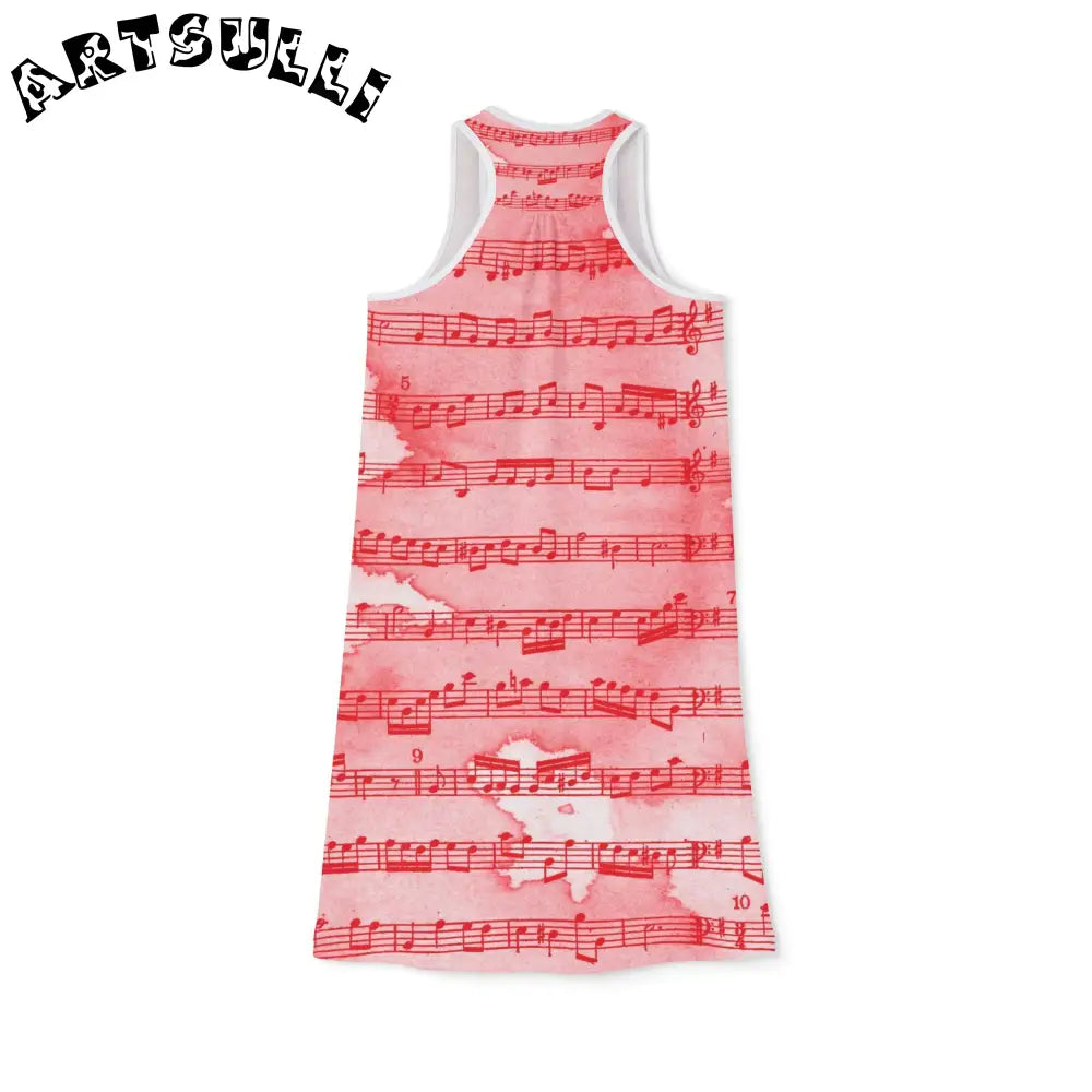 JAKKOUTTHEBXX Pink Musical Notation Sleeveless Dress 2025