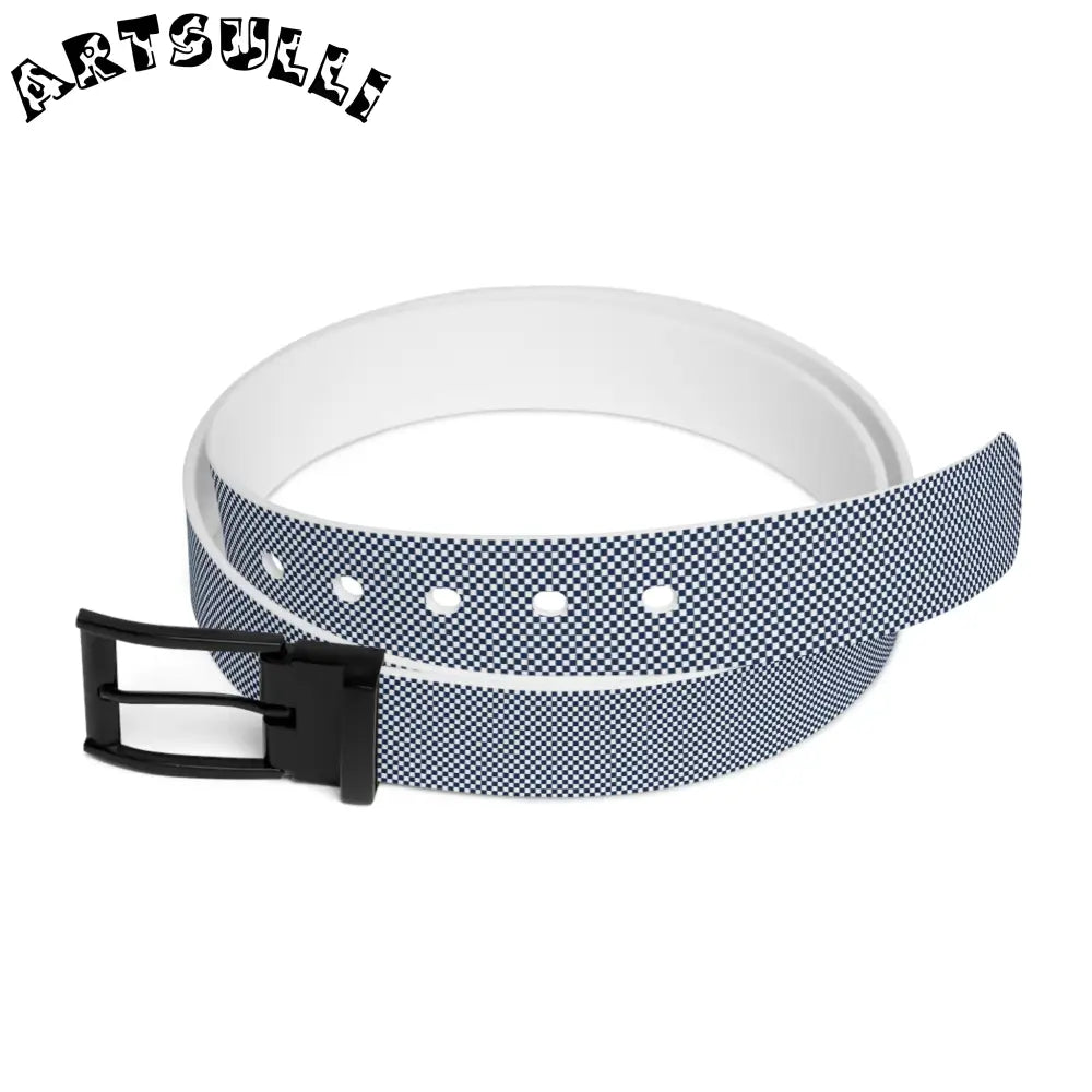 JAKKOUTTHEBXX Checkerboard White and Navy Blue Belt JAKKOUTTHEBXX