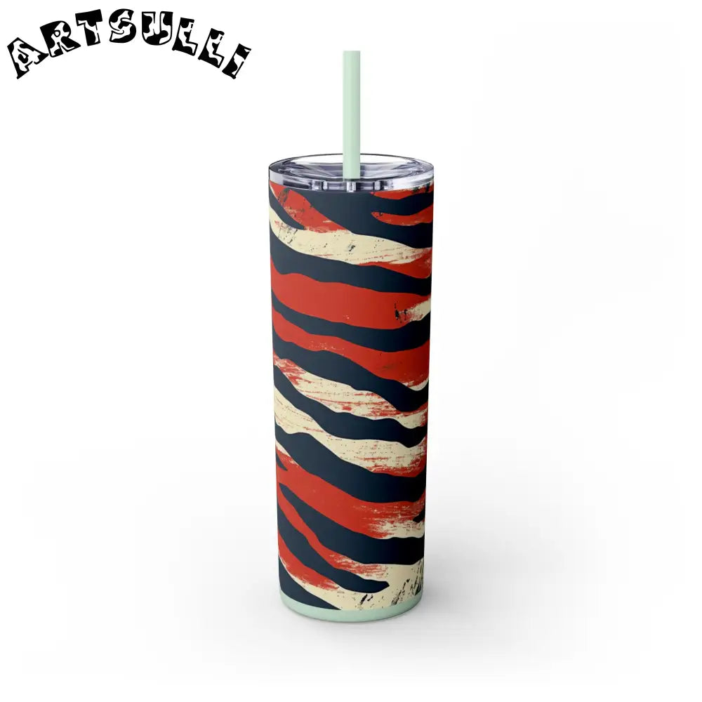 JAKKOUTTHEBXX Capricious Tiger Wave Skinny Tumbler with Straw 20oz