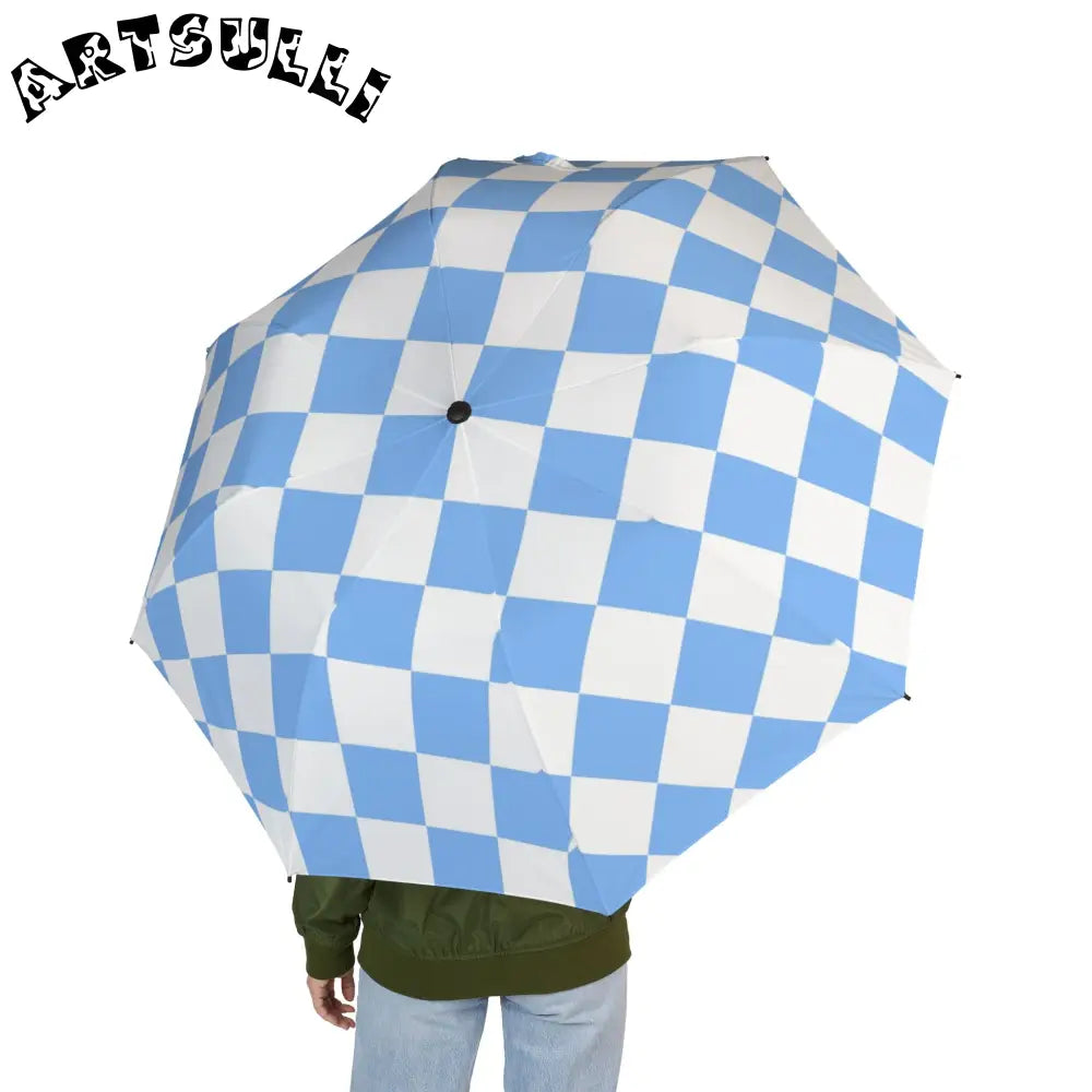 JAKKOUTTHEBXX Checkerboard White and Light Blue Semi-Automatic