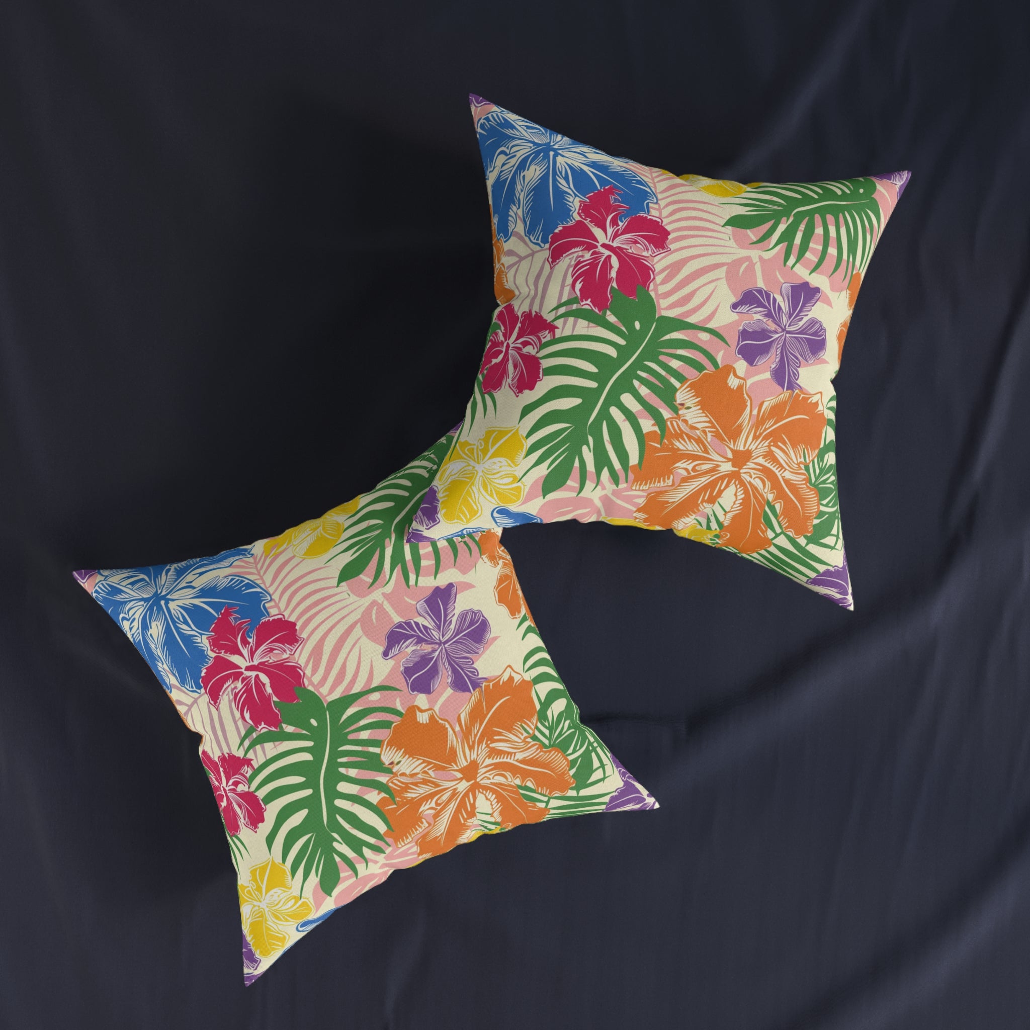 Blooming Tropical Flowers Square Pillow, Artsulli - Art is Long, Life is Short, Home Decor, , , , , , , 