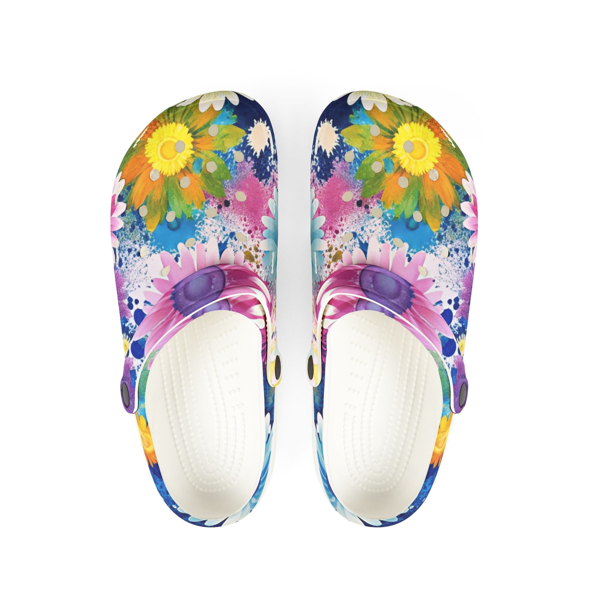 Magical Flower Explosion Multi-Color EVA Foam Rubber Shoes (AOP), Artsulli - Art is Long, Life is Short, Shoes, Size, US 6 (Women's), Color, White, , , 47460575384104