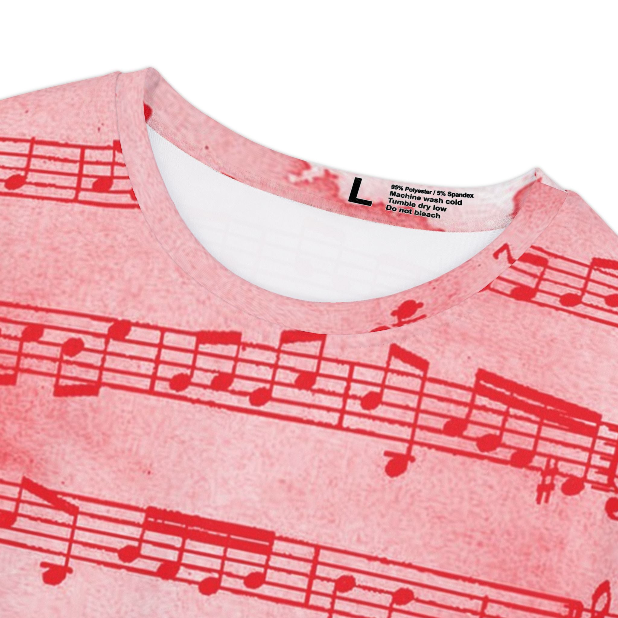 Drip Spill Type Beat Sheet Music Red Women's Short Sleeve Shirt (AOP), Artsulli - Art is Long, Life is Short, All Over Prints, , , , , , , 