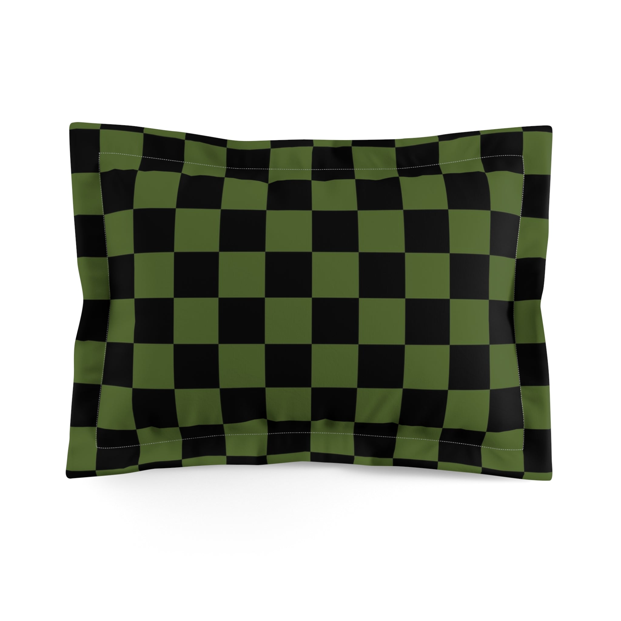 Checkerboard II Olive Green and Black Microfiber Pillow Sham, Artsulli - Art is Long, Life is Short, Home Decor, Size, Standard, , , , , 33546008173874800975