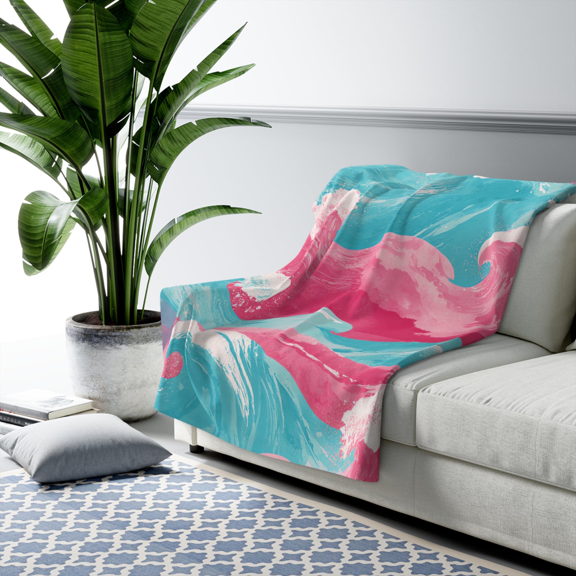 The Great Pastelwave Pink and Blue Sherpa Fleece Blanket, Artsulli - Art is Long, Life is Short, Home Decor, , , , , , , 