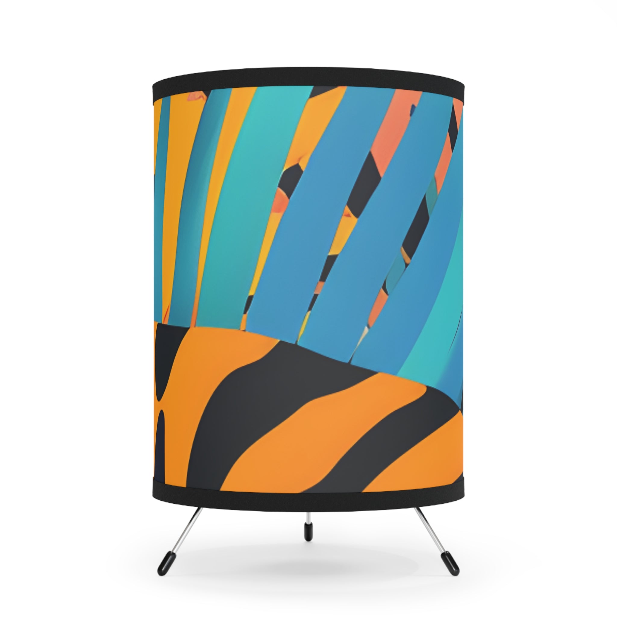 Palm Leaves x Tiger Stripes Orange and Blue Tripod Lamp with High-Res Printed Shade, US\CA plug, Artsulli - Art is Long, Life is Short, Home Decor, Size, One size, Color, Black, , , 90103170092820