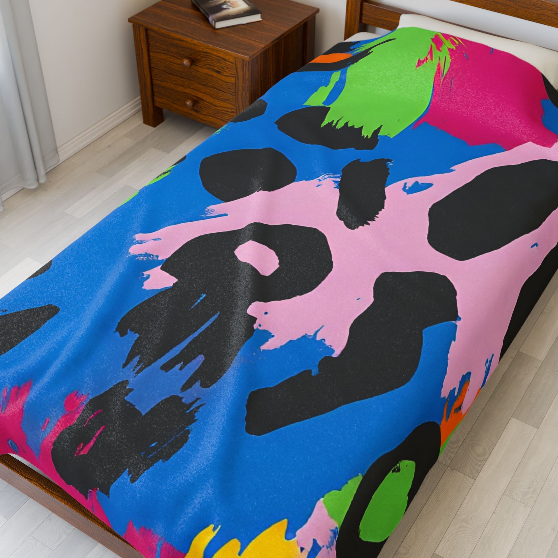 90s Neon Velveteen Plush Blanket, Artsulli - Art is Long, Life is Short, All Over Prints, , , , , , , 