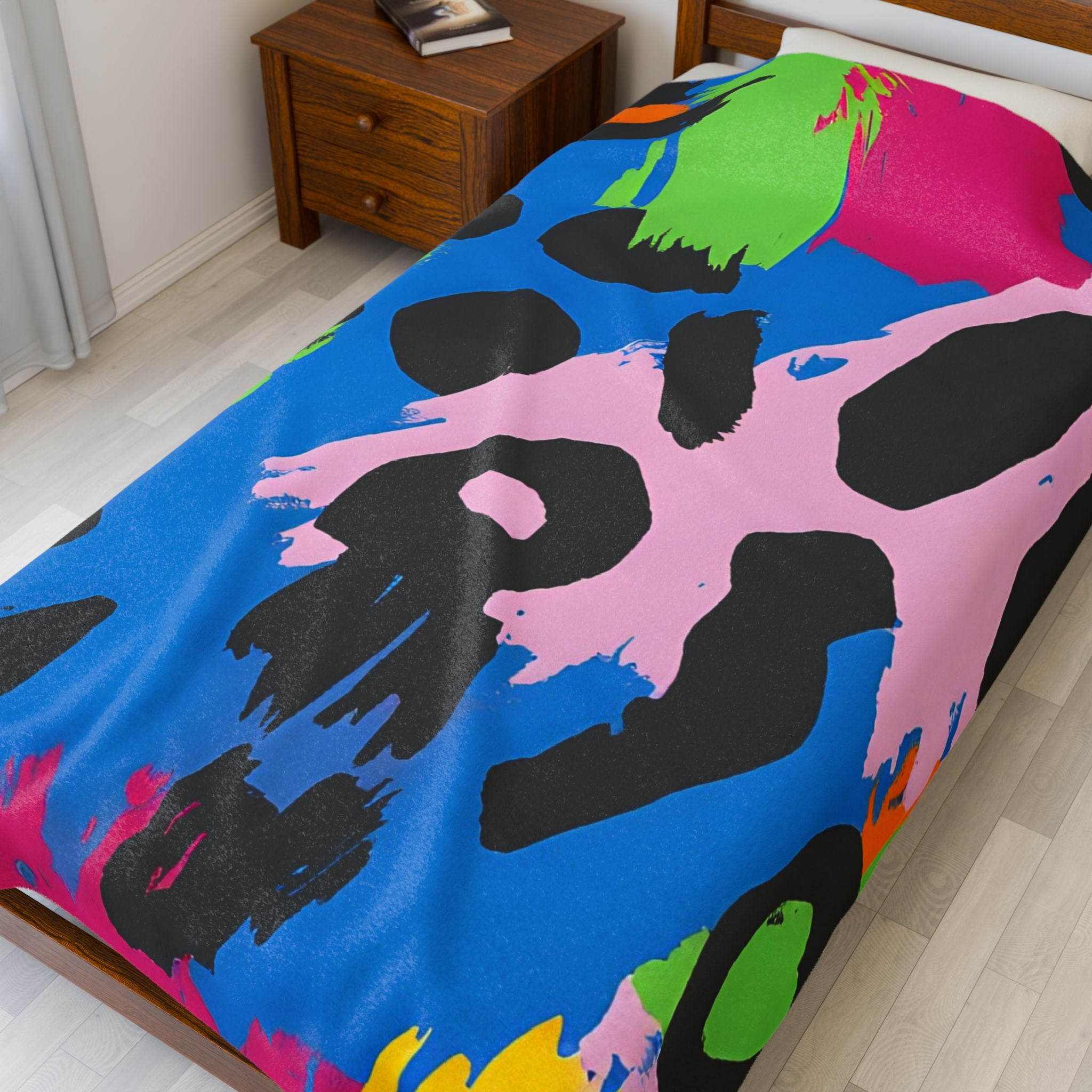 90s Neon Velveteen Plush Blanket, Artsulli - Art is Long, Life is Short, All Over Prints, , , , , , , 
