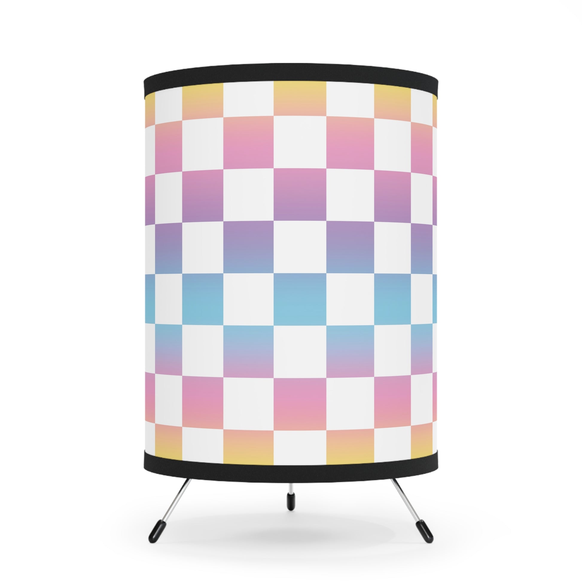 Vaporwave Check Tripod Lamp with High-Res Printed Shade, US\CA plug, Artsulli - Art is Long, Life is Short, Home Decor, Size, One size, Color, Black, , , 24393498059041486630