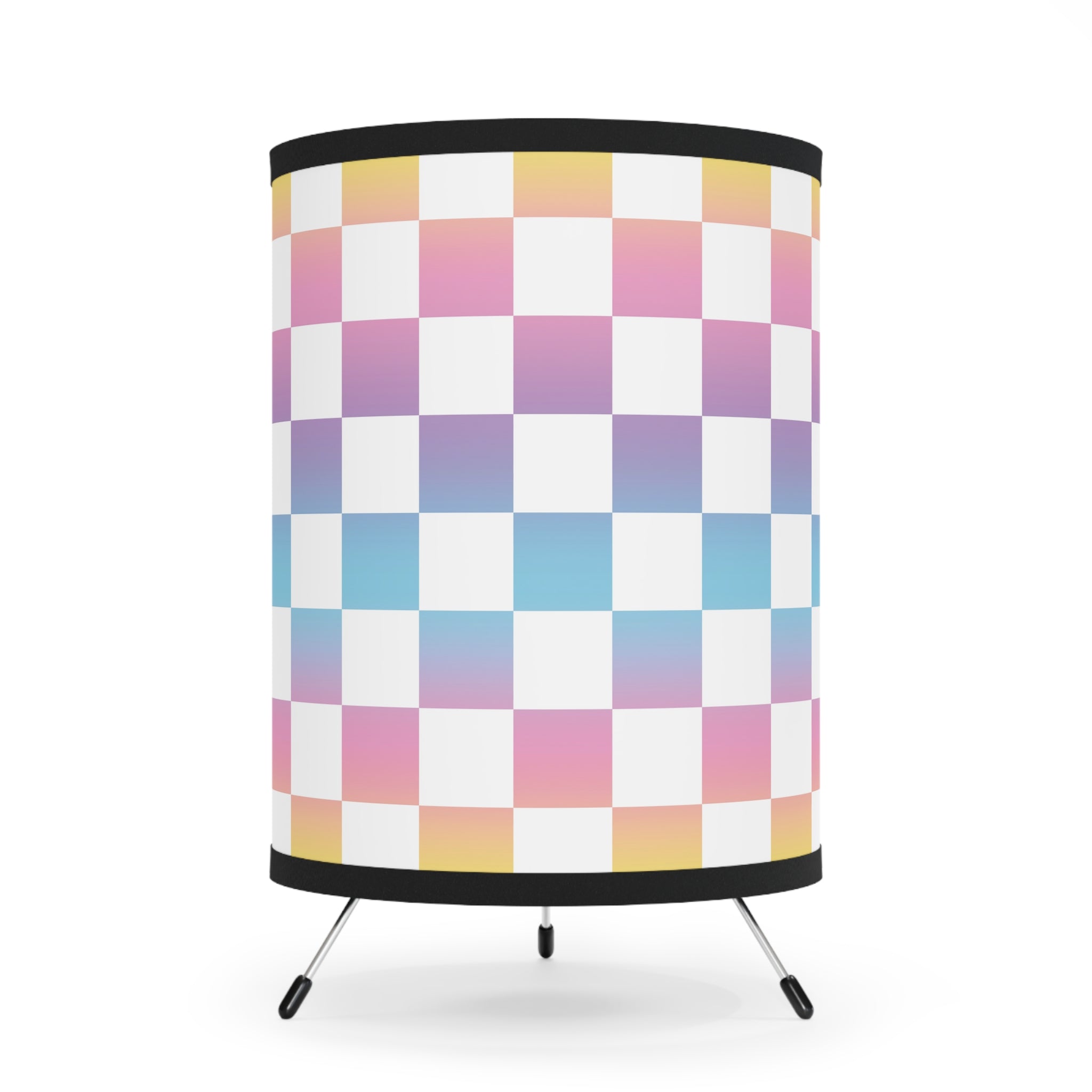 Vaporwave Check Tripod Lamp with High-Res Printed Shade, US\CA plug, Artsulli - Art is Long, Life is Short, Home Decor, Size, One size, Color, Black, , , 24393498059041486630