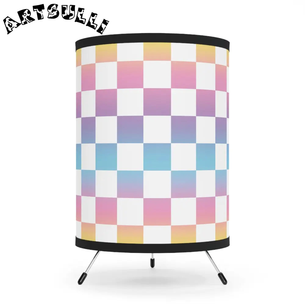 JAKKOUTTHEBXX Vaporwave Check Tripod Lamp with High-Res Printed