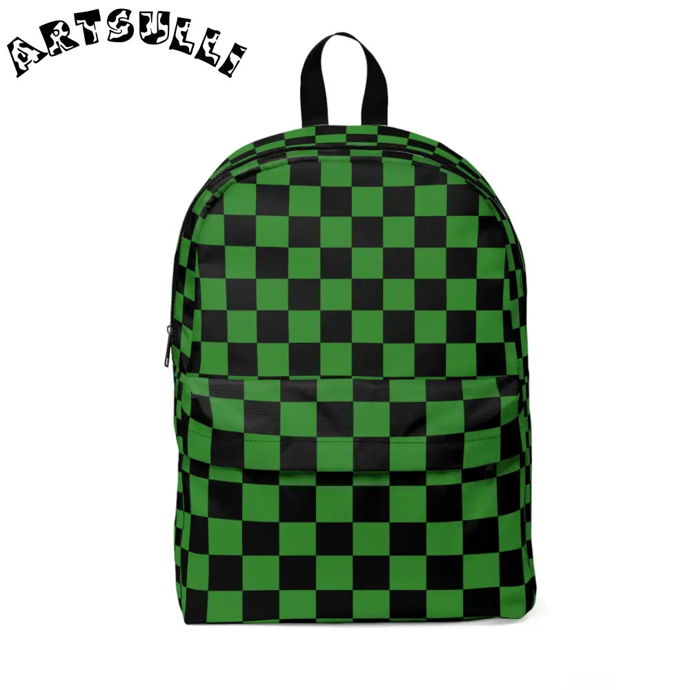 JAKKOUTTHEBXX Checkerboard Green and Black Unisex Classic Backpack