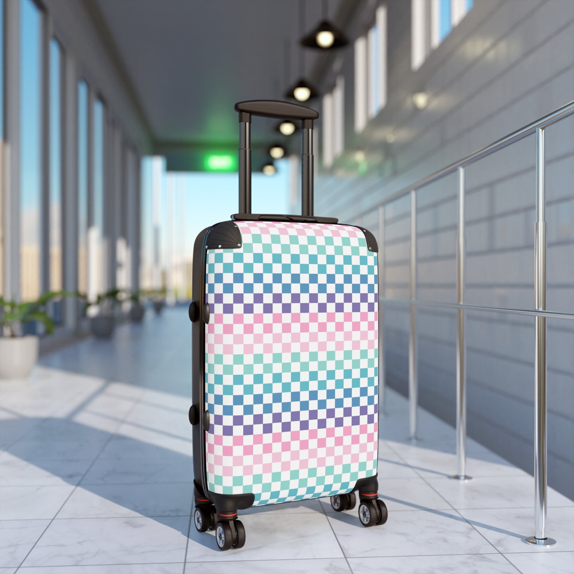 Vaporwave Rainbow  Checkerboard II Multi-Color Suitcase, Artsulli - Art is Long, Life is Short, Bags, , , , , , , 