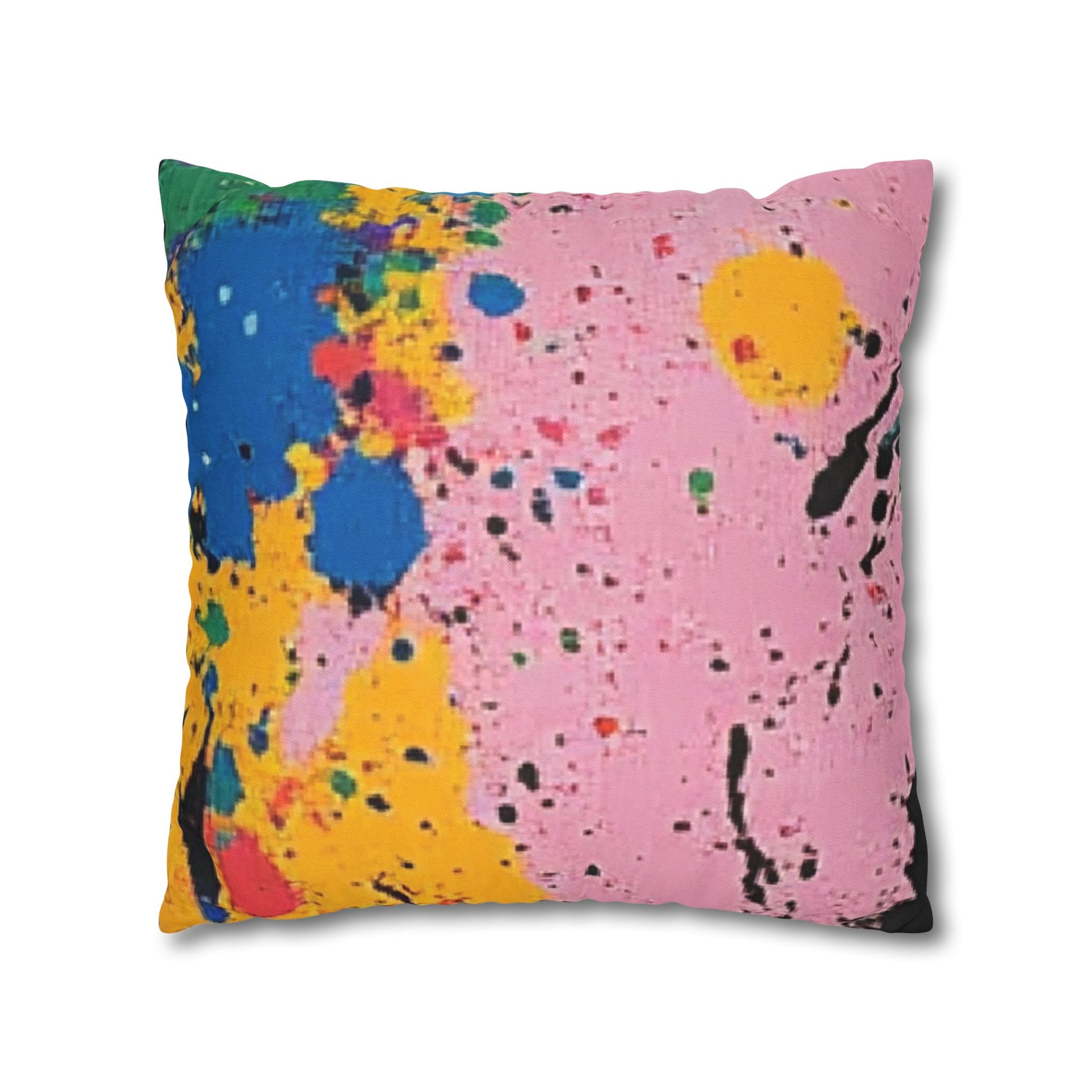 The Colors Of Paint Splatter Spun Polyester Square Pillowcase, Artsulli - Art is Long, Life is Short, Home Decor, , , , , , , 