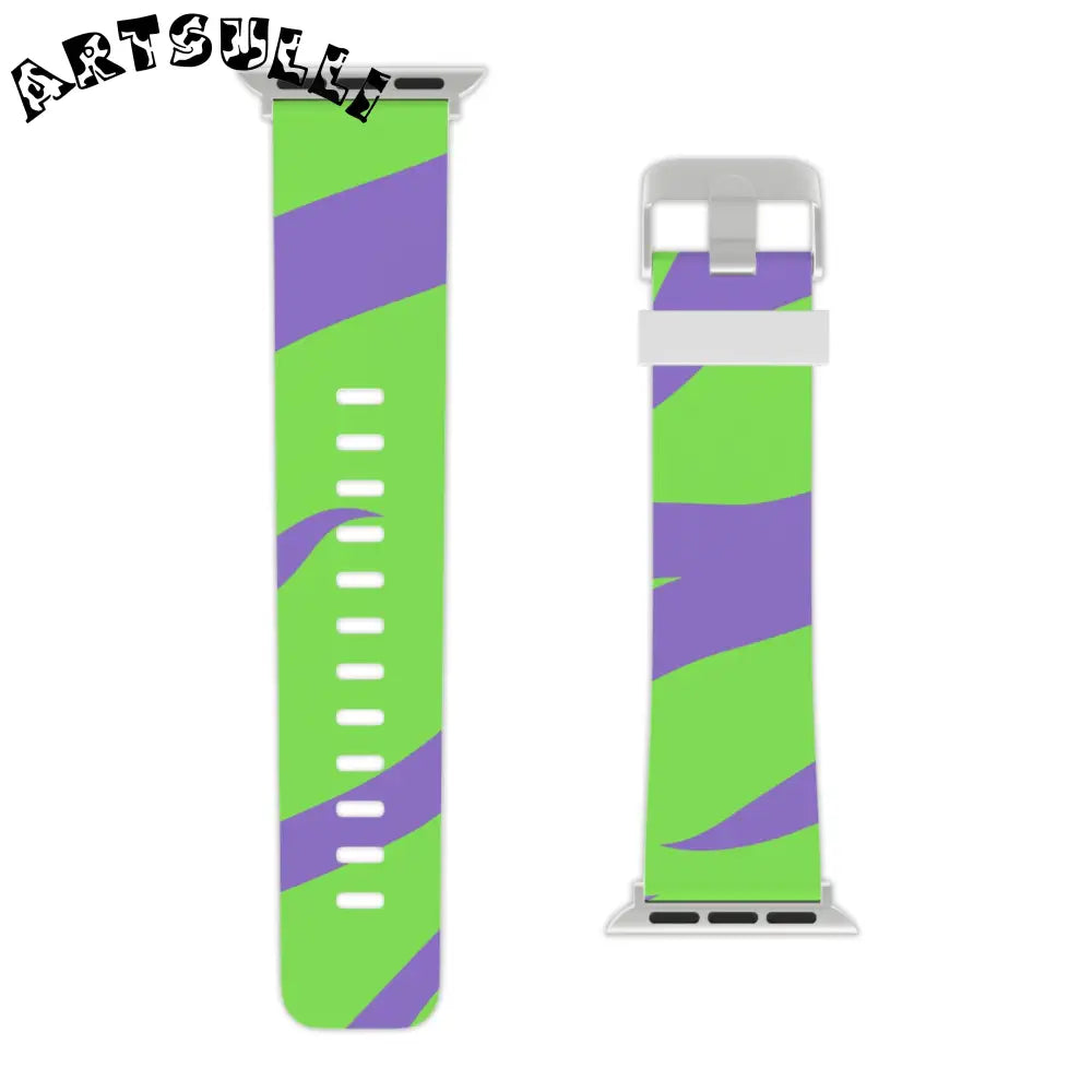 JAKKOUTTHEBXX Tyrannosaurus Print Green and Purple Watch Band