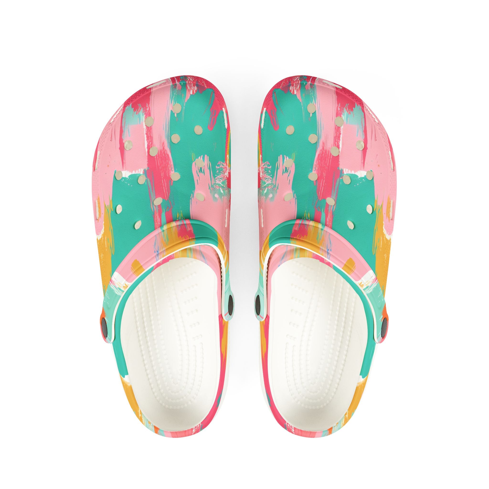 Preppy Pixel Bloom EVA Foam Rubber Shoes (AOP), Artsulli - Art is Long, Life is Short, Shoes, Size, US 6 (Women's), Color, White, , , 16854594402703760596