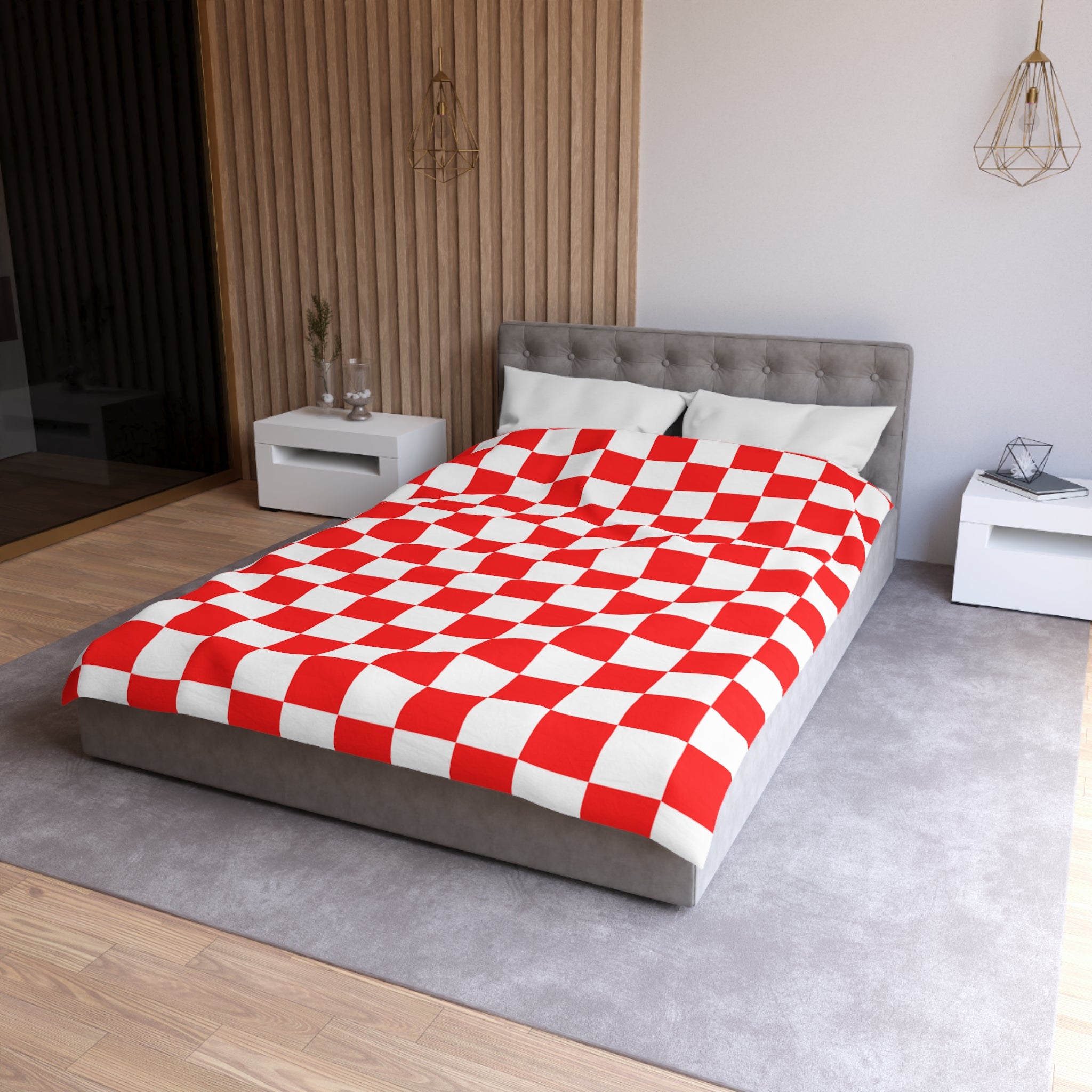 Checkerboard Red and White Microfiber Duvet Cover, Artsulli - Art is Long, Life is Short, Home Decor, , , , , , , 