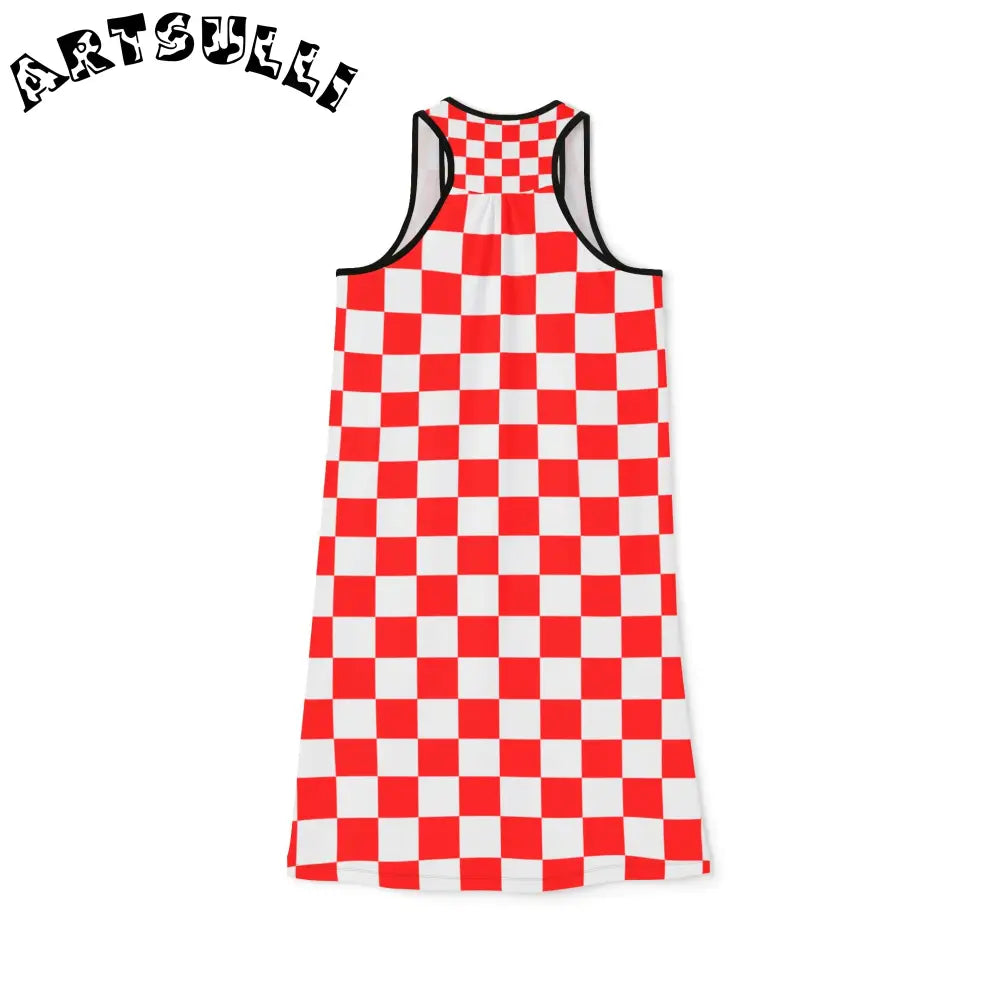 JAKKOUTTHEBXX Checkerboard Red and White Women’s Racerback Dress