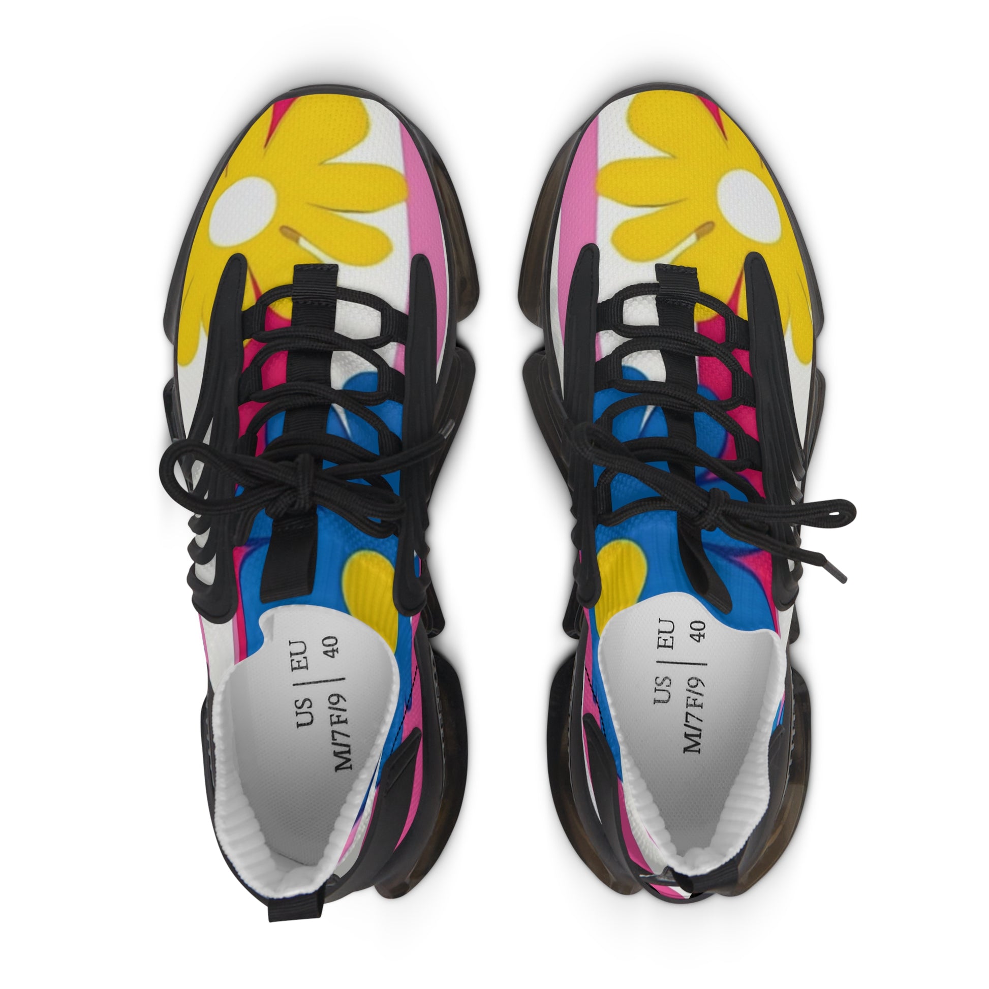 Flowers x Stripes Multi-Color Women's Mesh Sneakers, Artsulli - Art is Long, Life is Short, Shoes, , , , , , , 