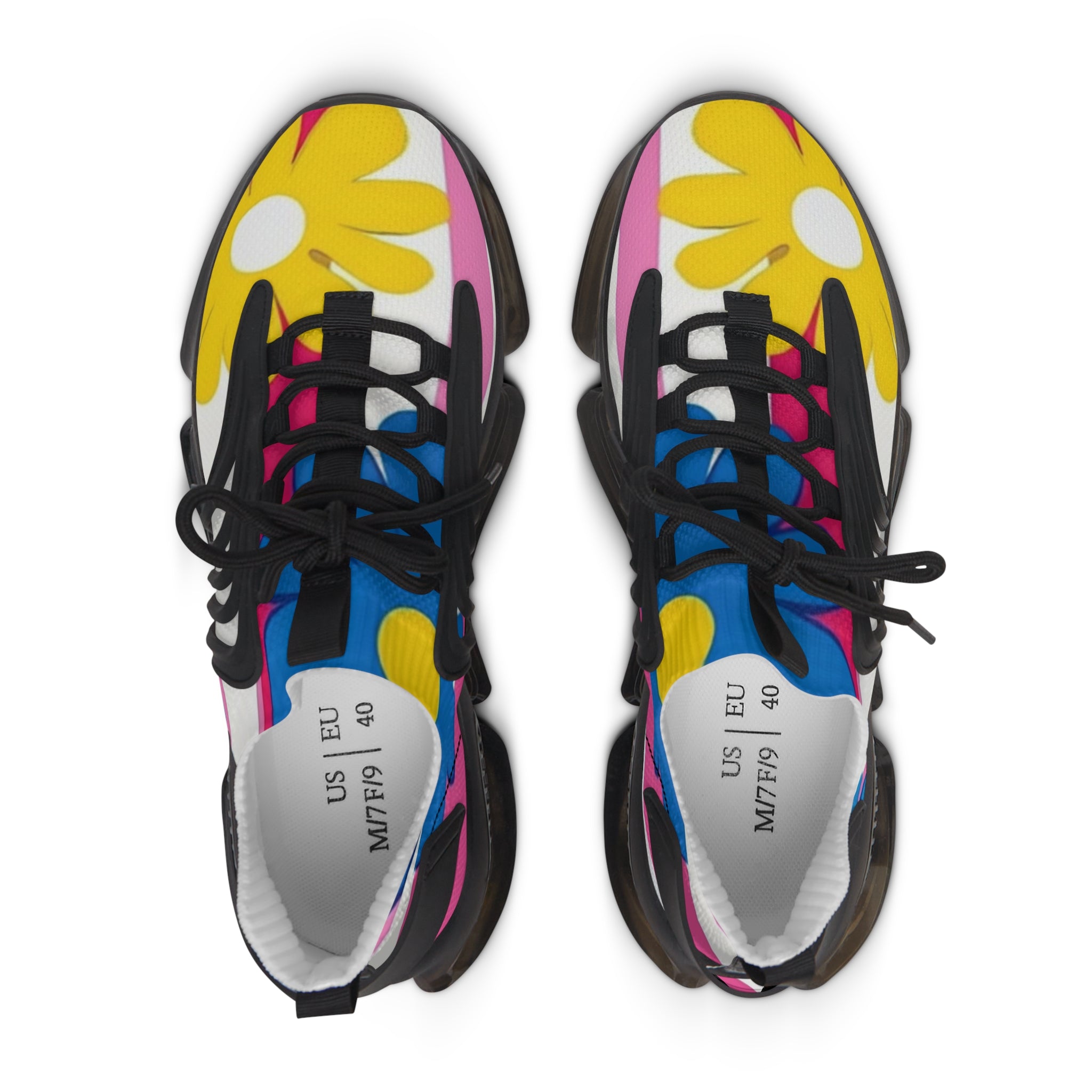 Flowers x Stripes Multi-Color Women's Mesh Sneakers, Artsulli - Art is Long, Life is Short, Shoes, , , , , , , 