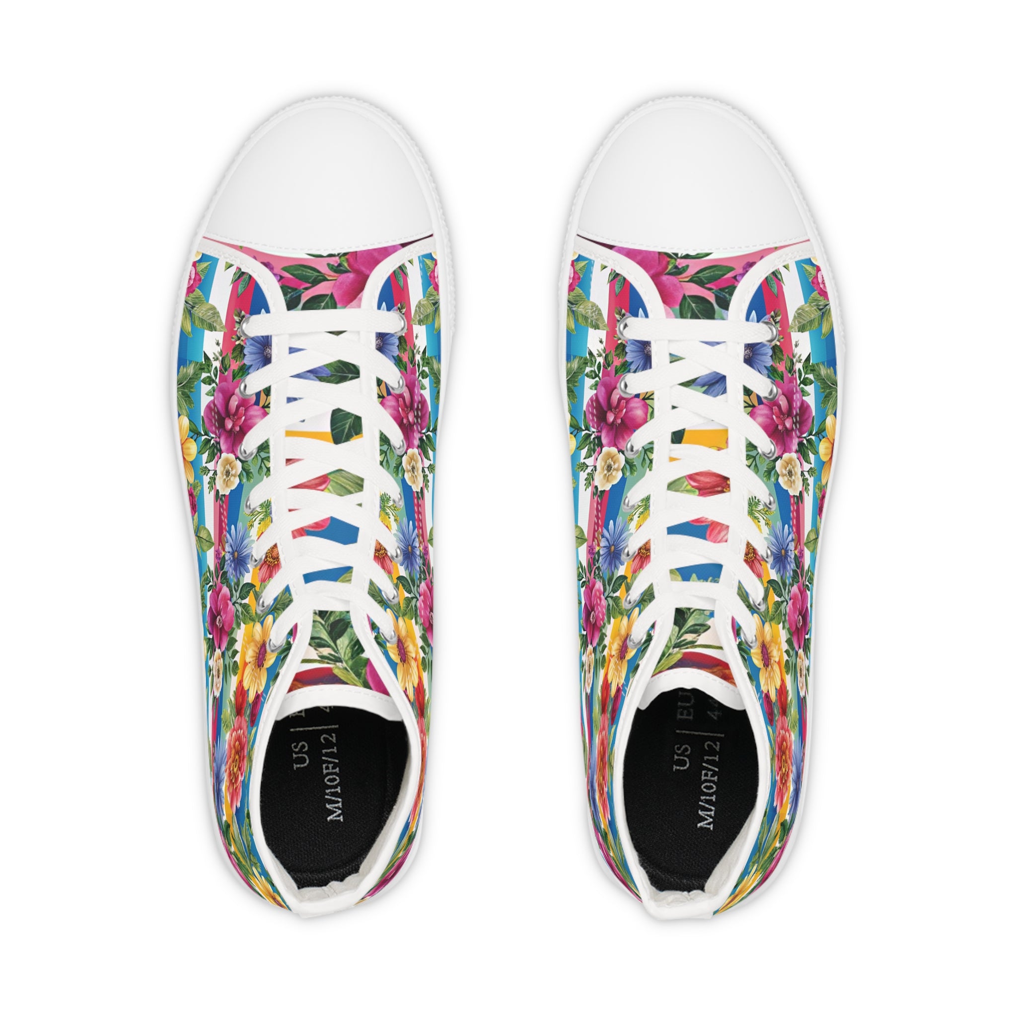 Floral Stripe 4K III Men's High Top Sneakers, Artsulli - Art is Long, Life is Short, Shoes, , , , , , , 
