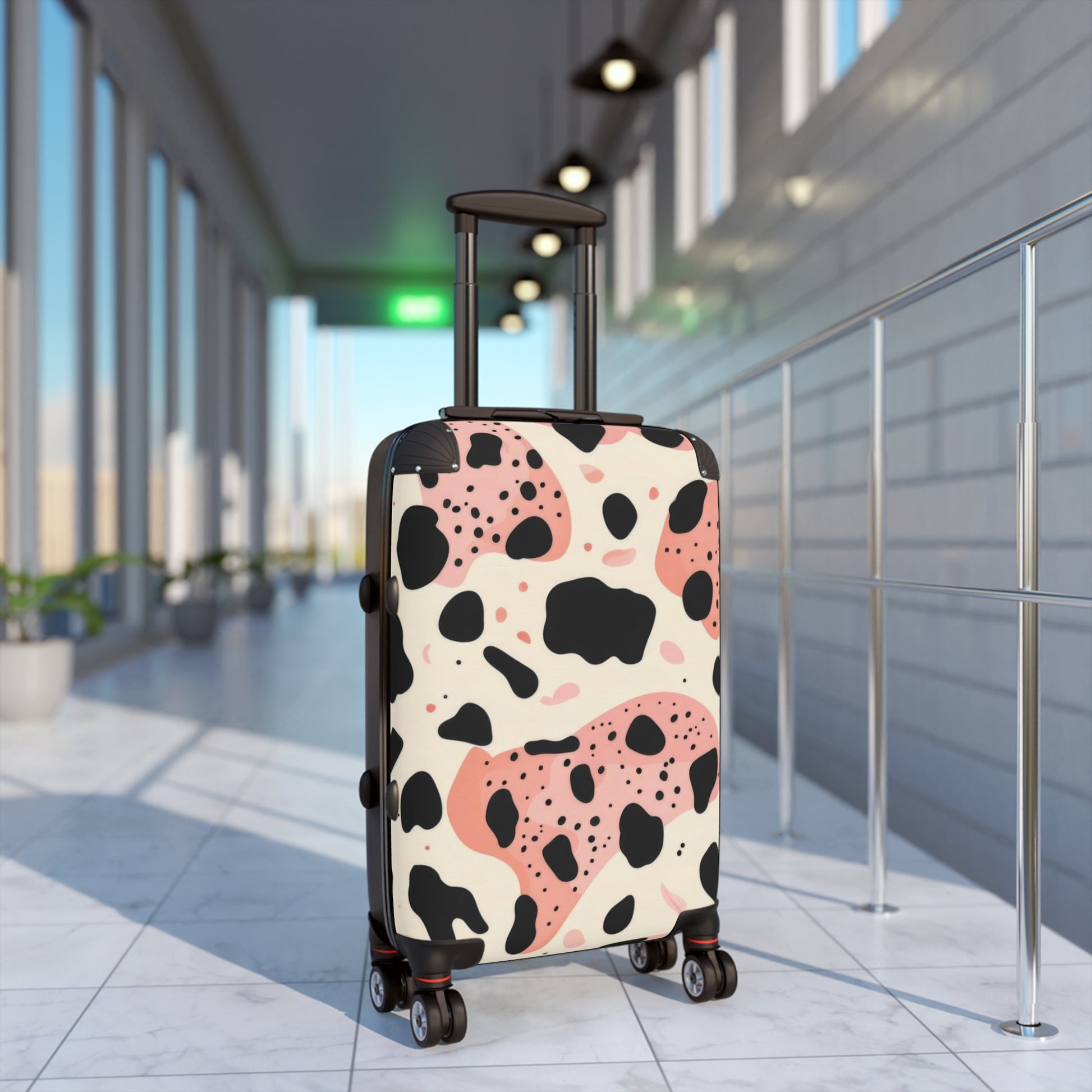 Organic Cow Print Cream and Pink Suitcase, Artsulli - Art is Long, Life is Short, Bags, , , , , , , 