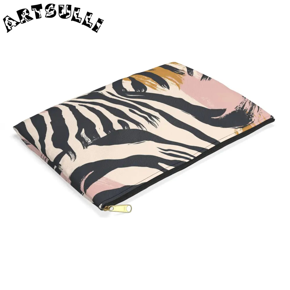 JAKKOUTTHEBXX Abstract Zebra Art Printed Clutch Bag Black Beige Pink