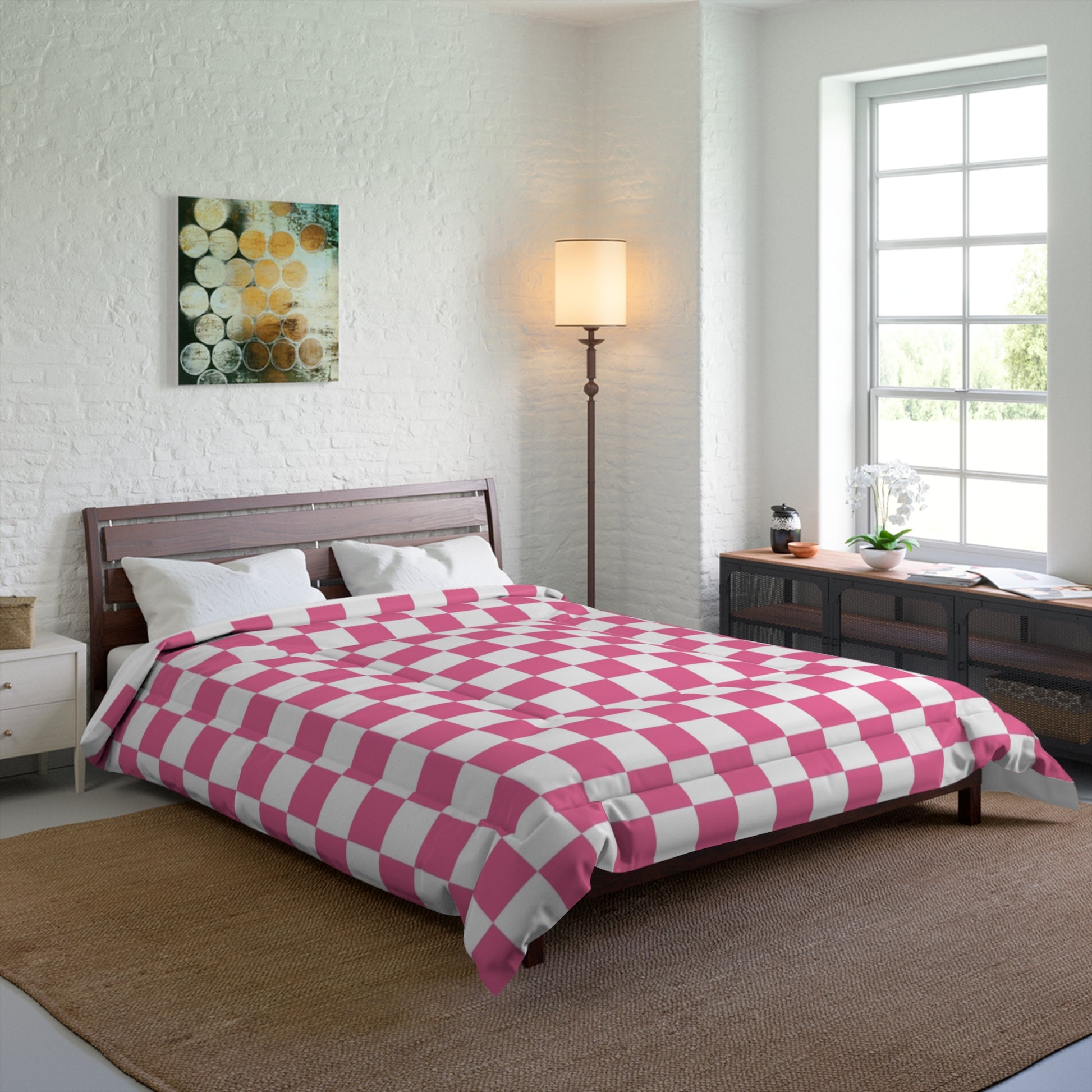 Yuyushiki Pink Check Comforter, Artsulli - Art is Long, Life is Short, Home Decor, , , , , , , 