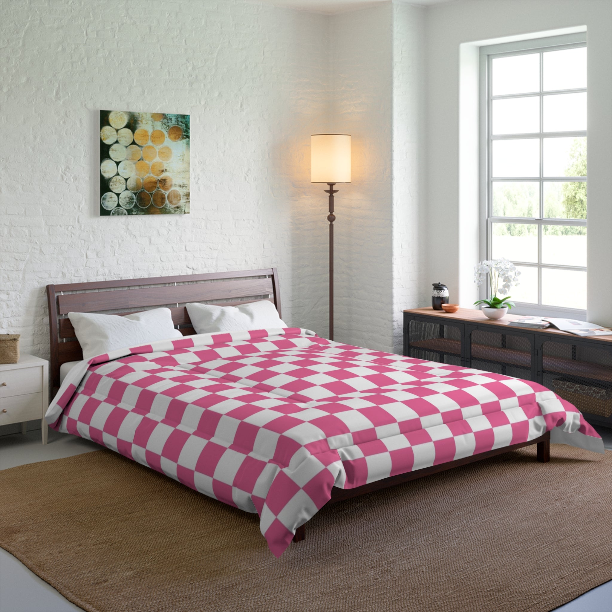 Yuyushiki Pink Check Comforter, Artsulli - Art is Long, Life is Short, Home Decor, , , , , , , 
