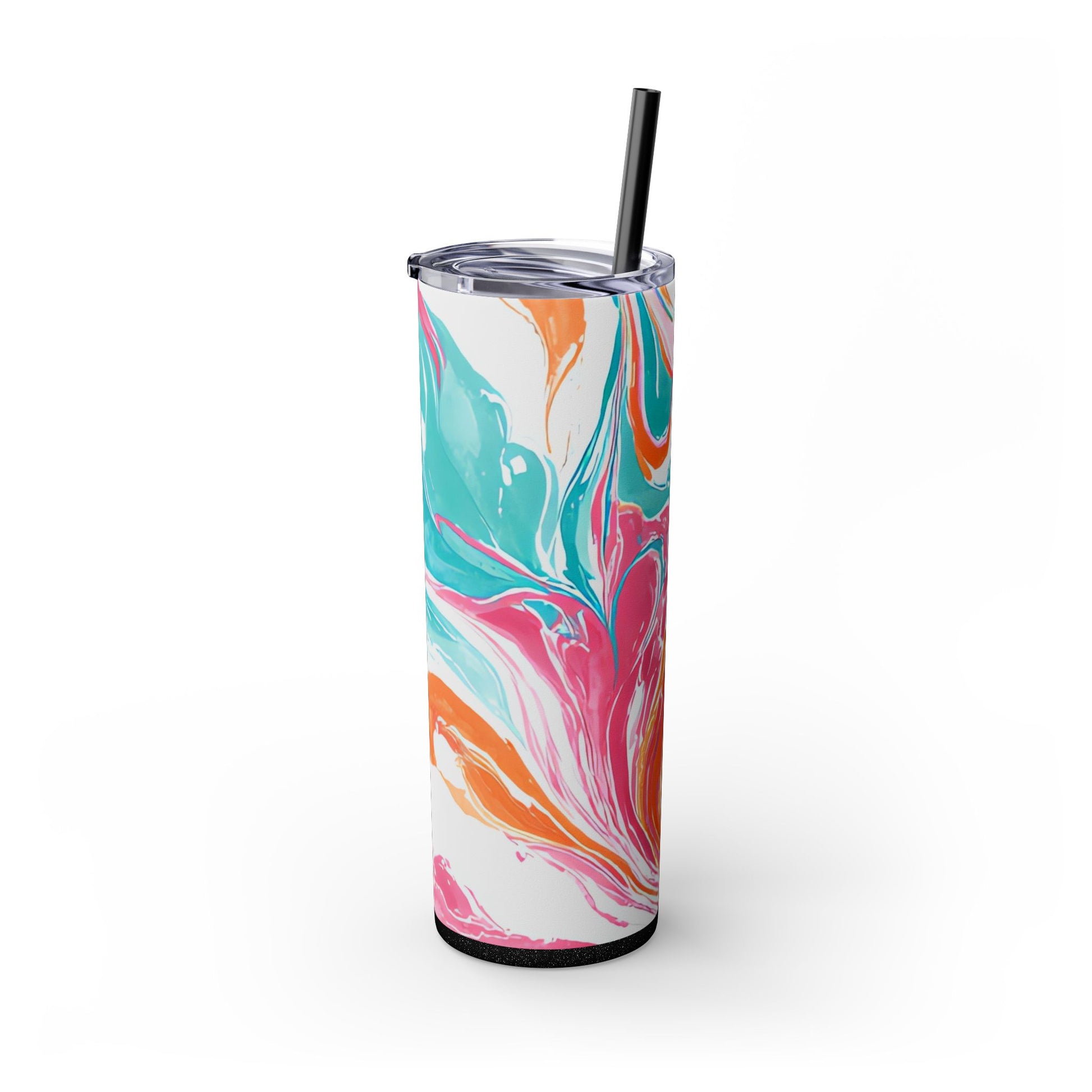 Liquid Pastel Spill Multi-Color Skinny Tumbler with Straw, 20oz, Artsulli - Art is Long, Life is Short, Mug, , , , , , , 