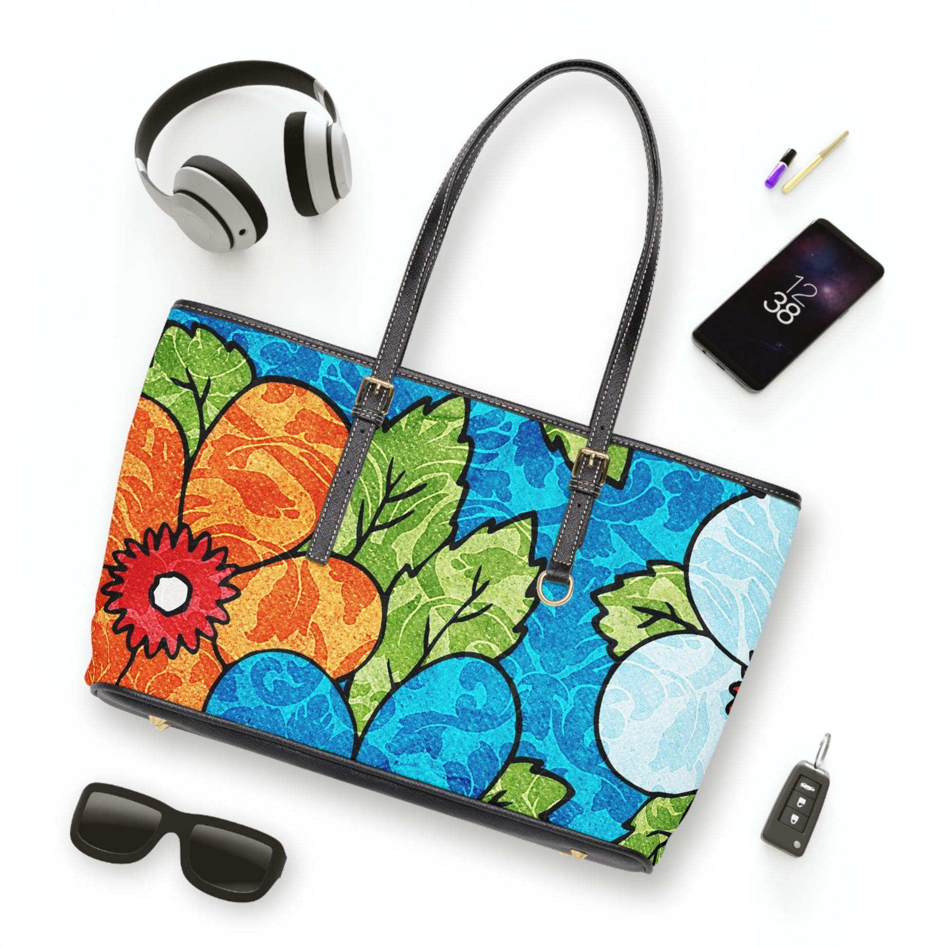 Blue Orange Groovy PU Leather Shoulder Bag, Artsulli - Art is Long, Life is Short, Bags, , , , , , , 