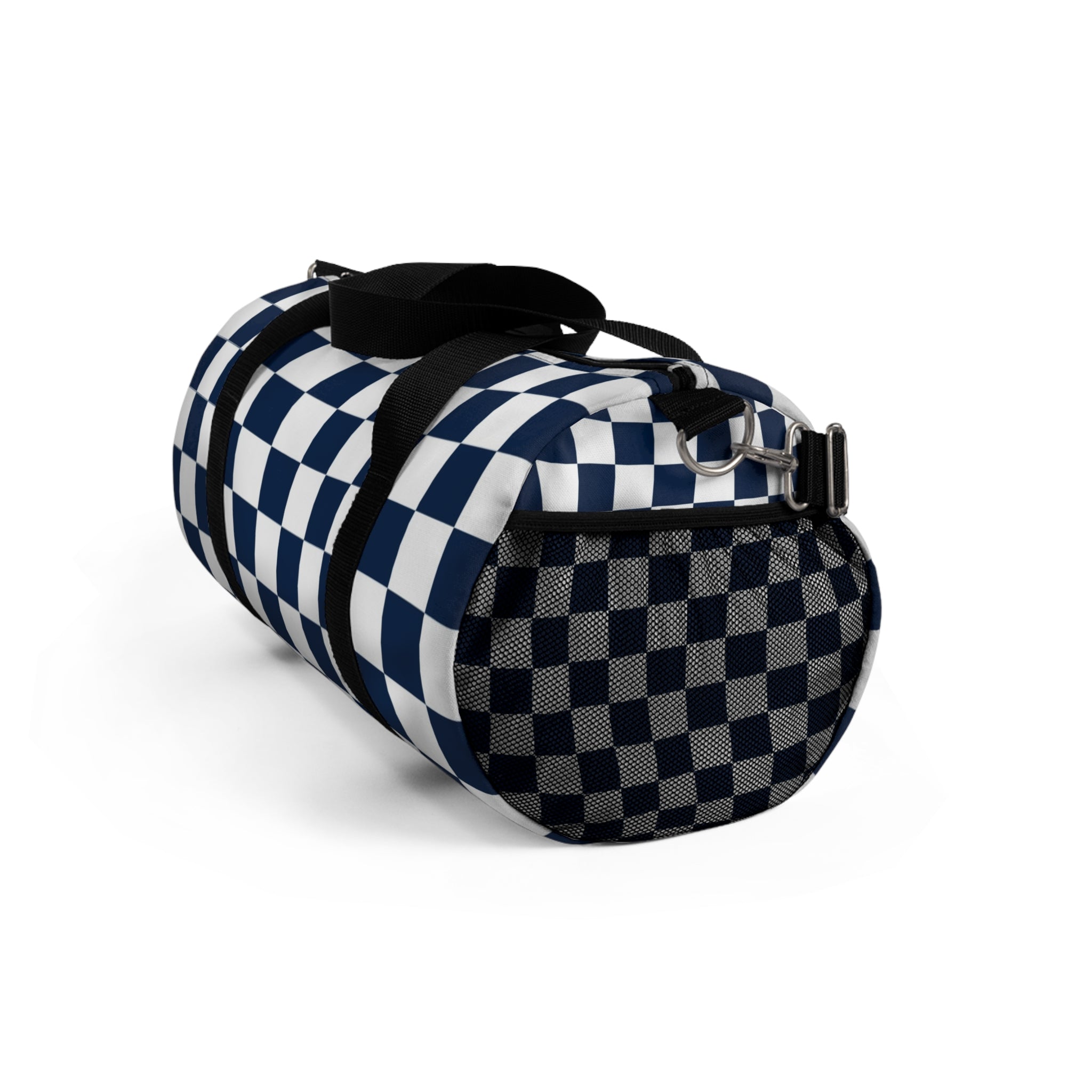 Checkerboard II White and Navy Blue Duffel Bag, Artsulli - Art is Long, Life is Short, Bags, , , , , , , 