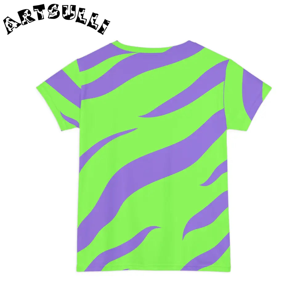 JAKKOUTTHEBXX Tyrannosaurus Print Green and Purple Women’s Short