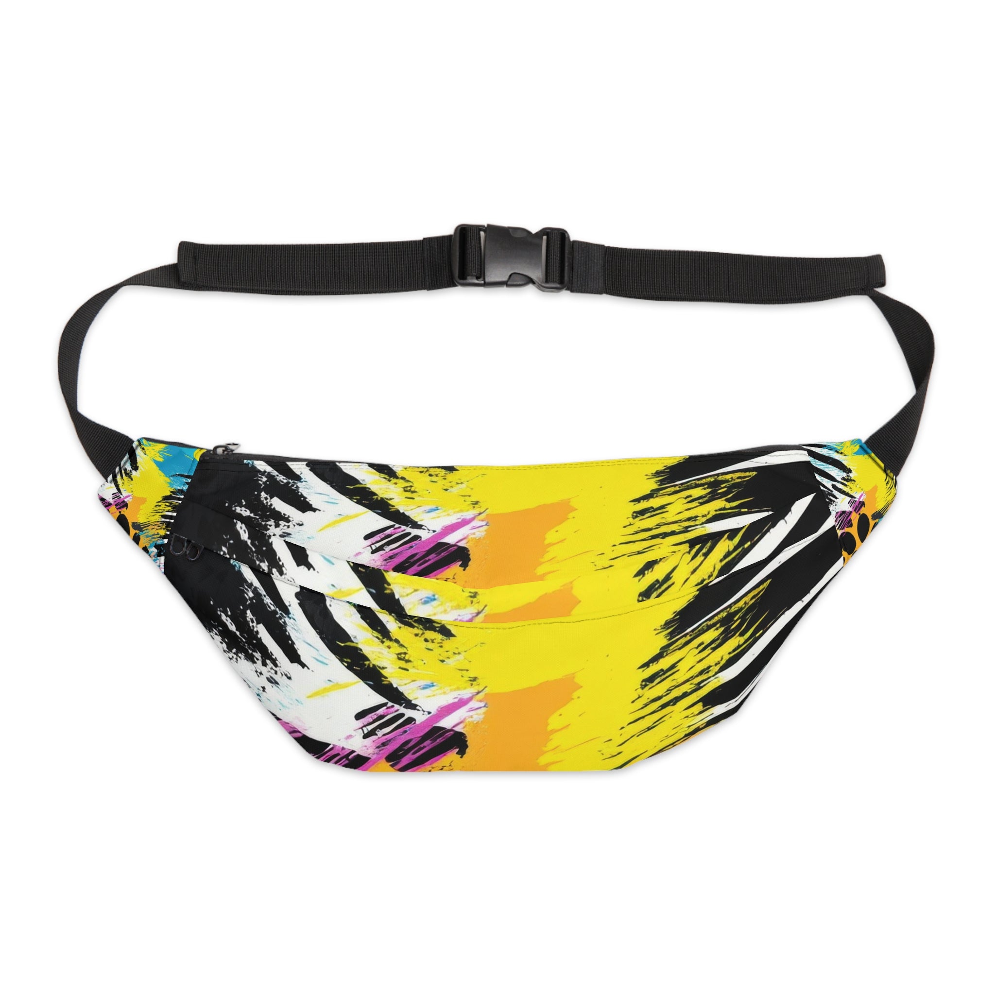 Zebra Stripes x Leopard Print x Paint Splatter Multi-Color Large Fanny Pack, Artsulli - Art is Long, Life is Short, Bags, Size, 8" × 9" × 4'', , , , , 17781326134967