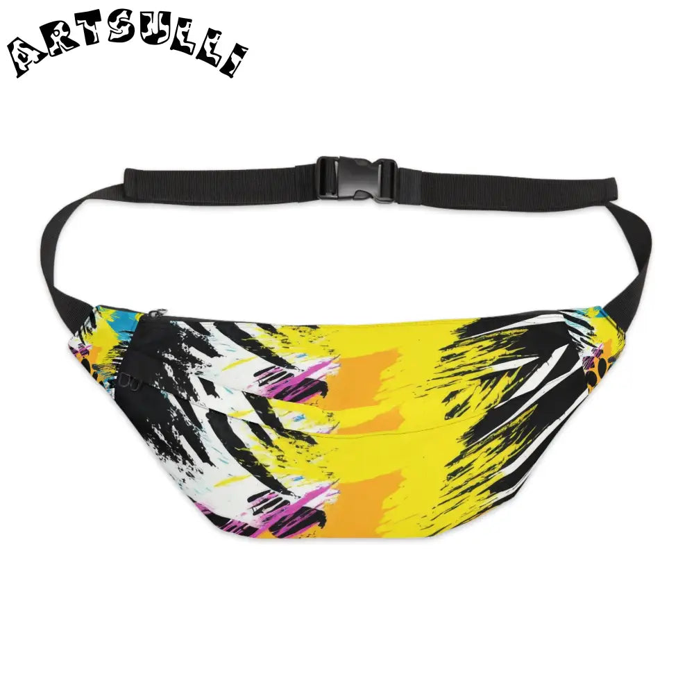 Zebra Stripes x Leopard Print x Paint Splatter Multi-Color Large Fanny Pack, Artsulli - Art is Long, Life is Short, Bags, Size, 8" × 9" × 4'', , , , , 17781326134967