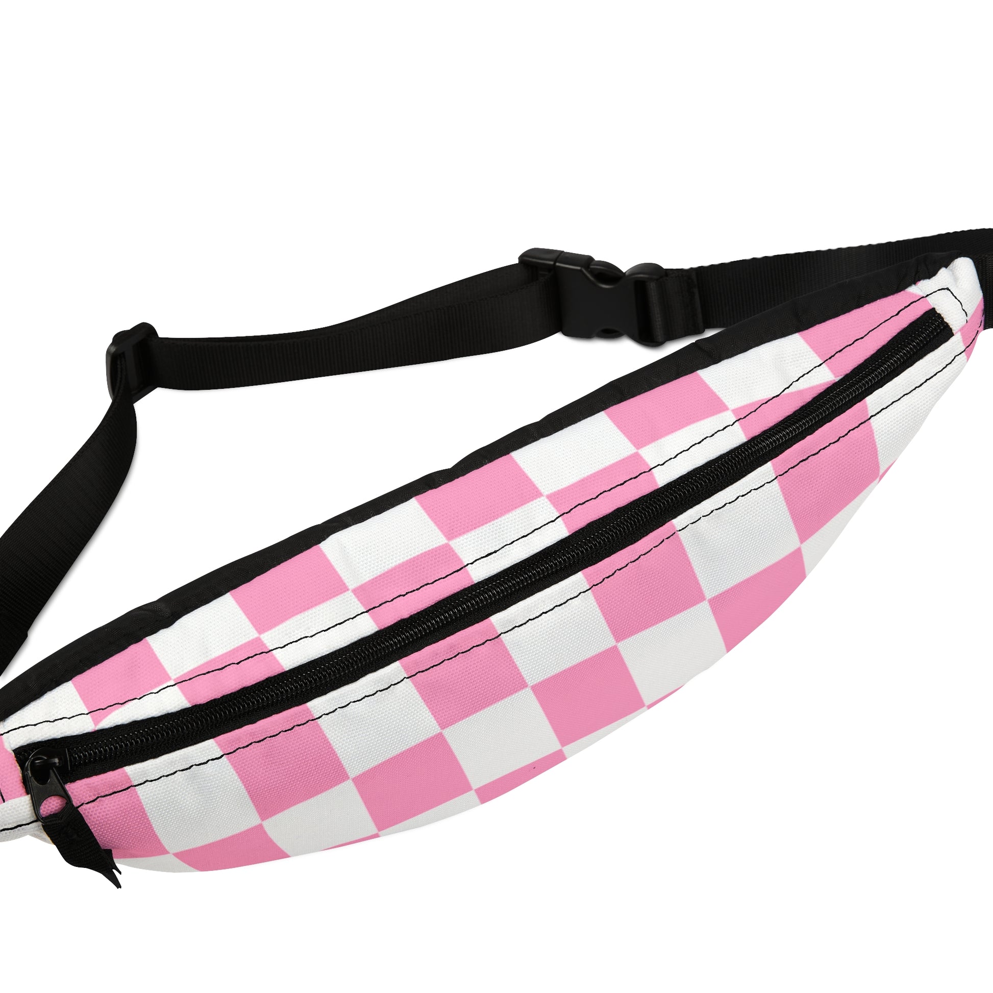 Checkerboard Hot Pink and White Fanny Pack, Artsulli - Art is Long, Life is Short, Bags, , , , , , , 