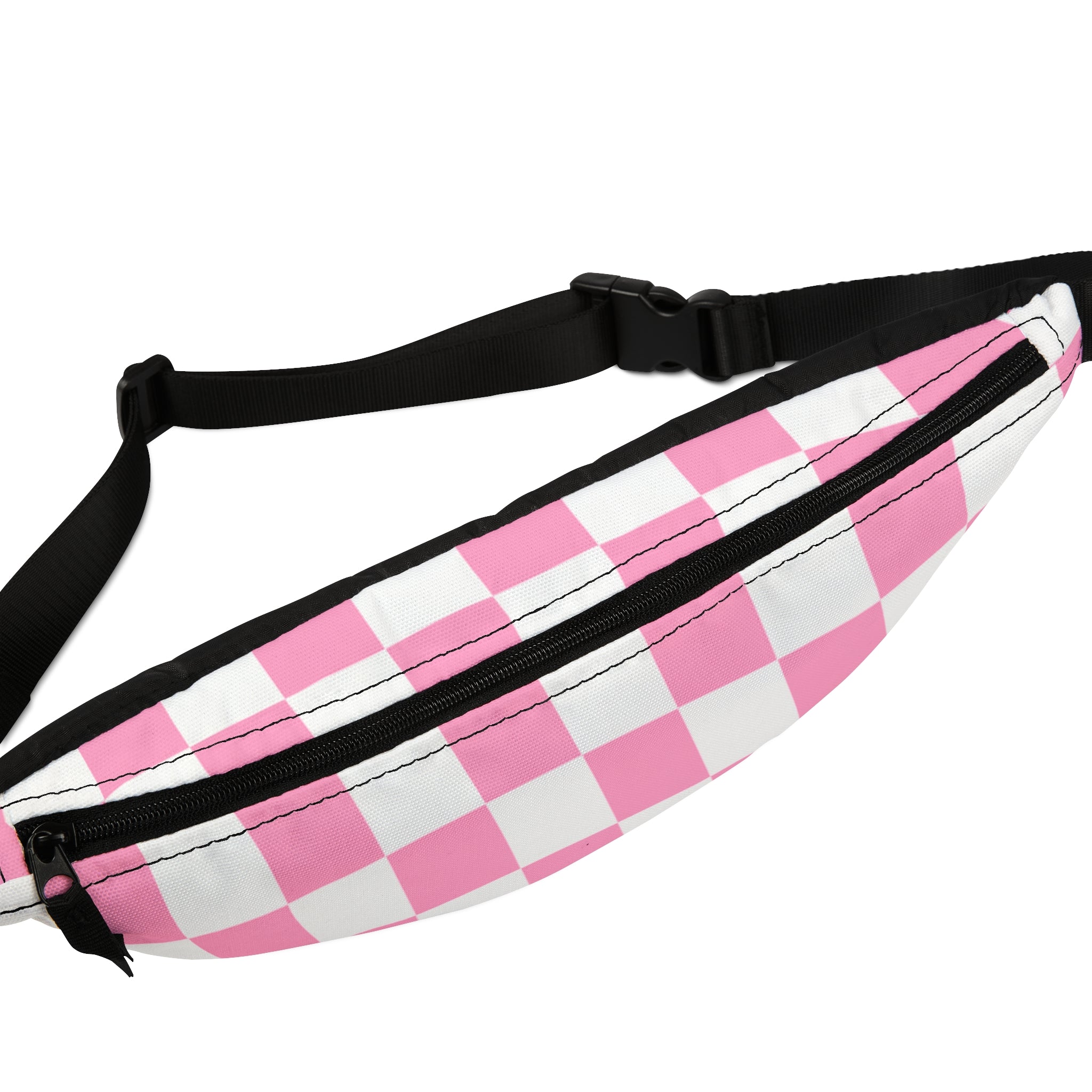 Checkerboard Hot Pink and White Fanny Pack, Artsulli - Art is Long, Life is Short, Bags, , , , , , , 