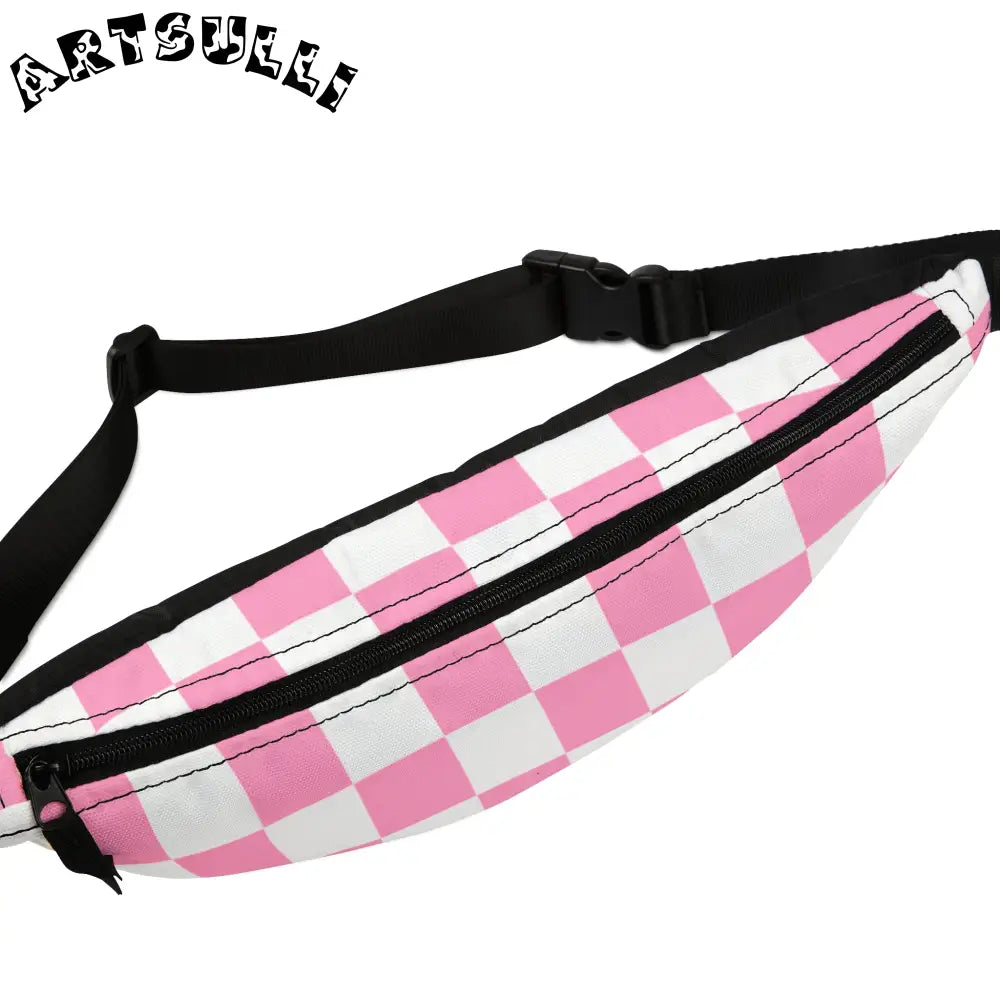 JAKKOUTTHEBXX Checkerboard Hot Pink and White Fanny Pack