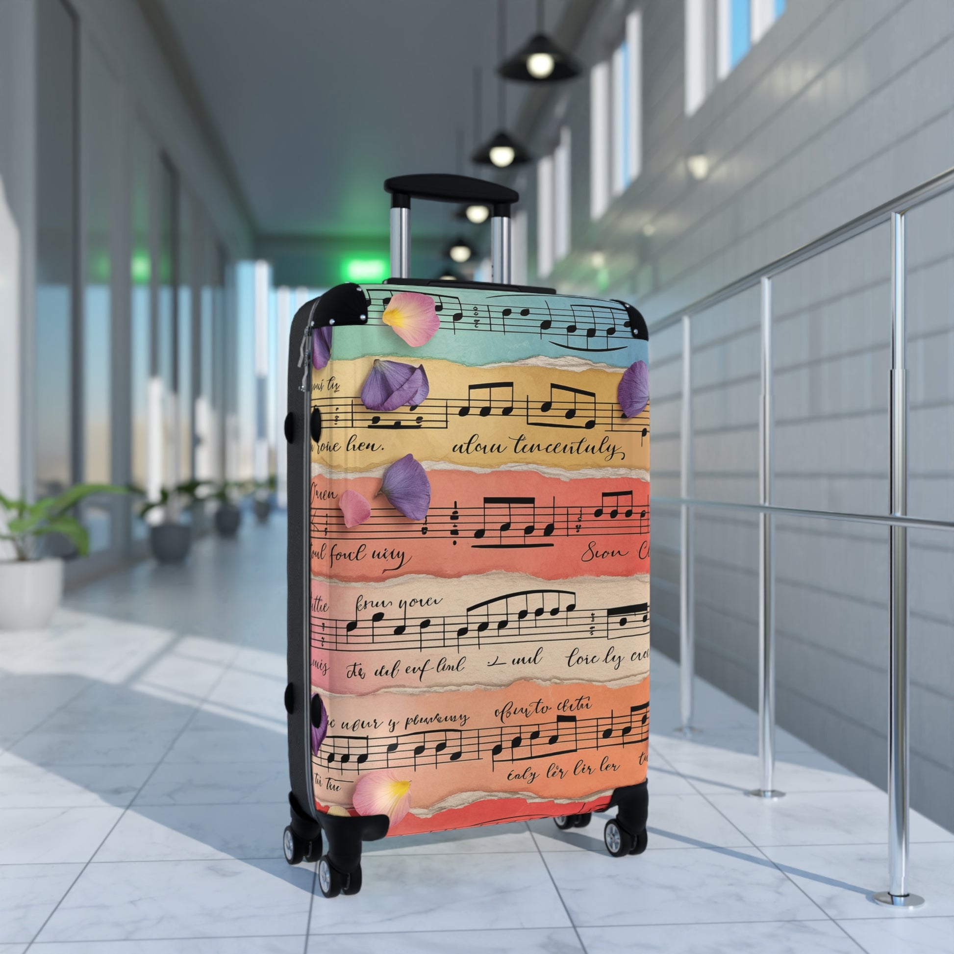 Torn Type Beat Sheet Music Multi-Color Suitcase, Artsulli - Art is Long, Life is Short, Bags, , , , , , , 