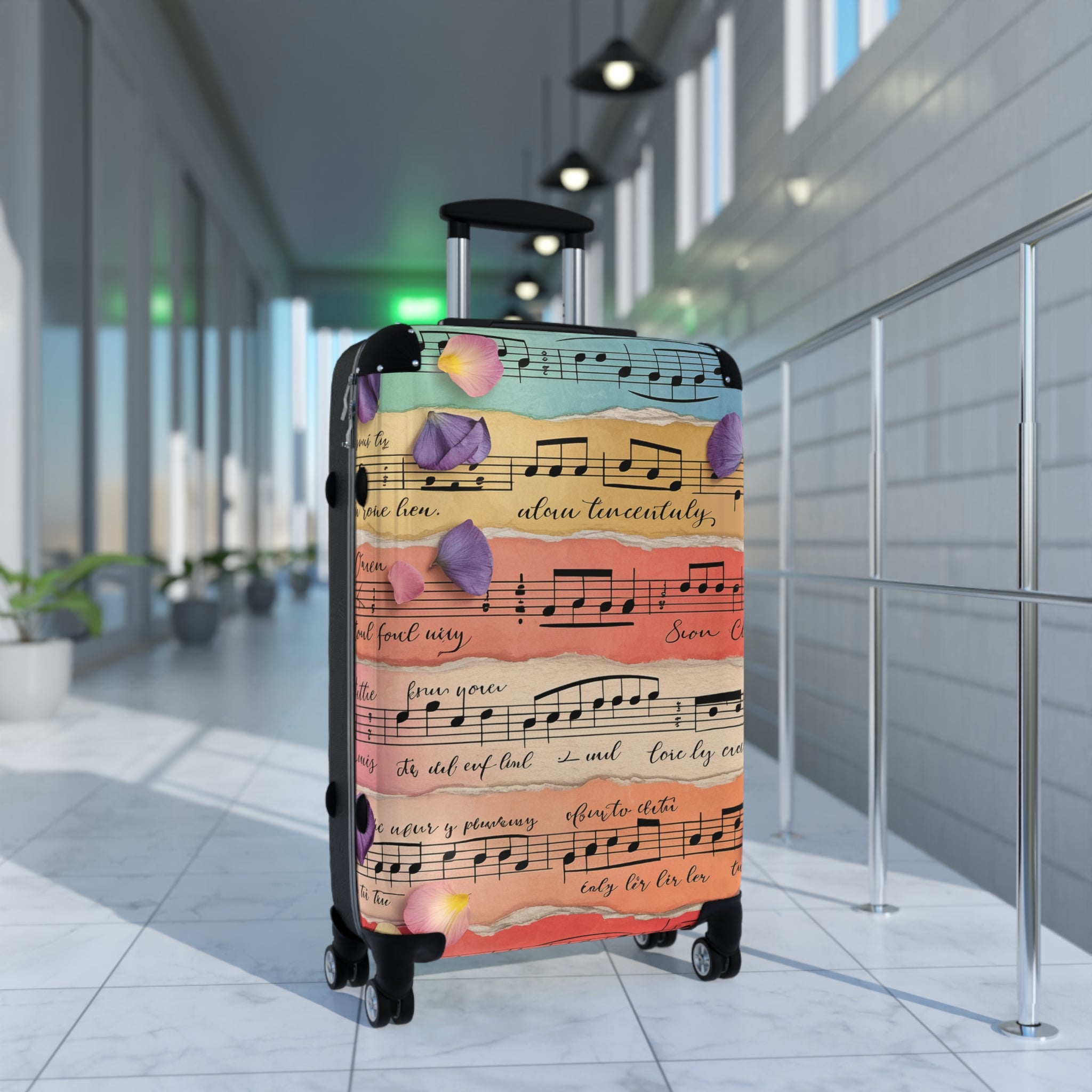 Torn Type Beat Sheet Music Multi-Color Suitcase, Artsulli - Art is Long, Life is Short, Bags, , , , , , , 