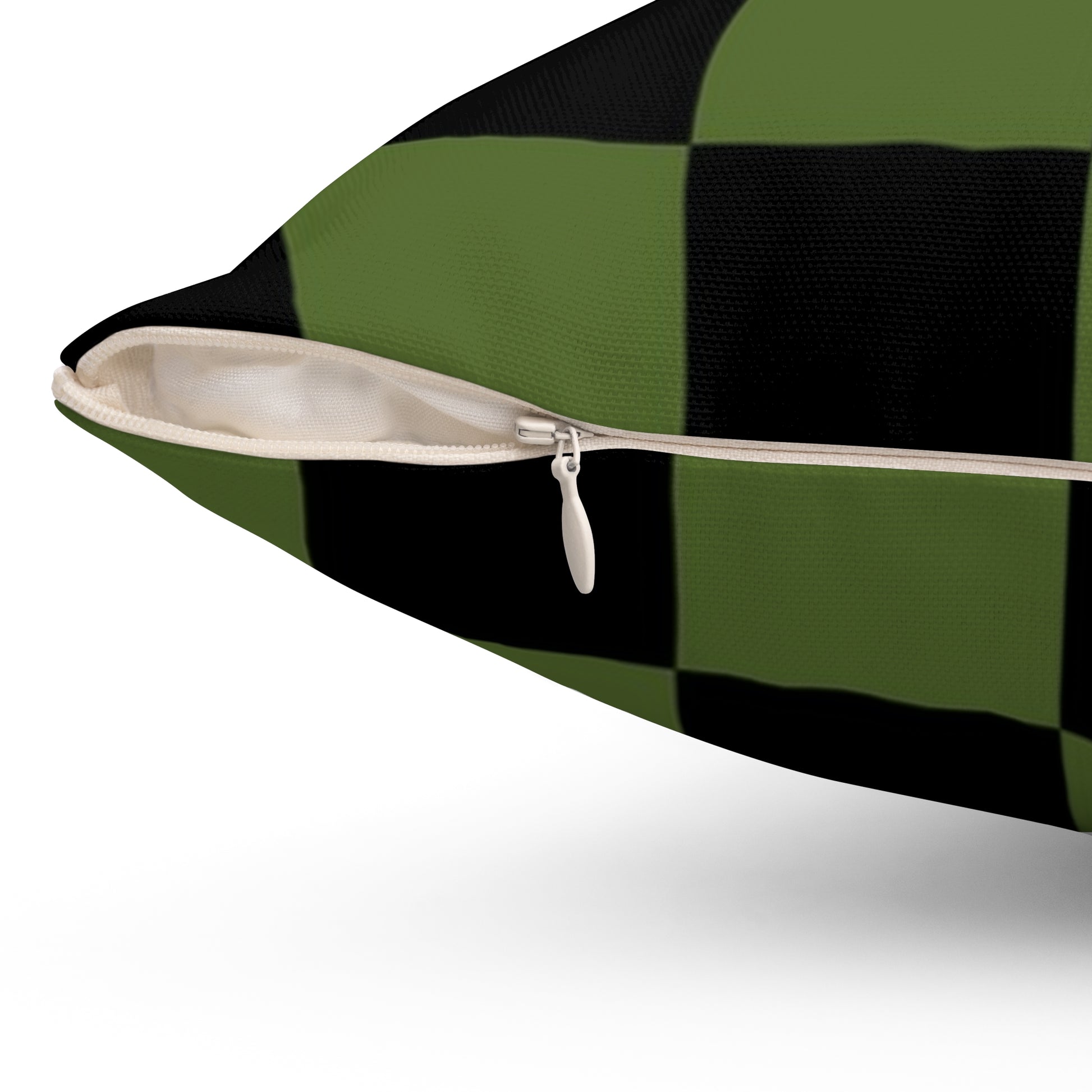 Checkerboard Olive Green and Black Spun Polyester Square Pillow, Artsulli - Art is Long, Life is Short, Home Decor, , , , , , , 