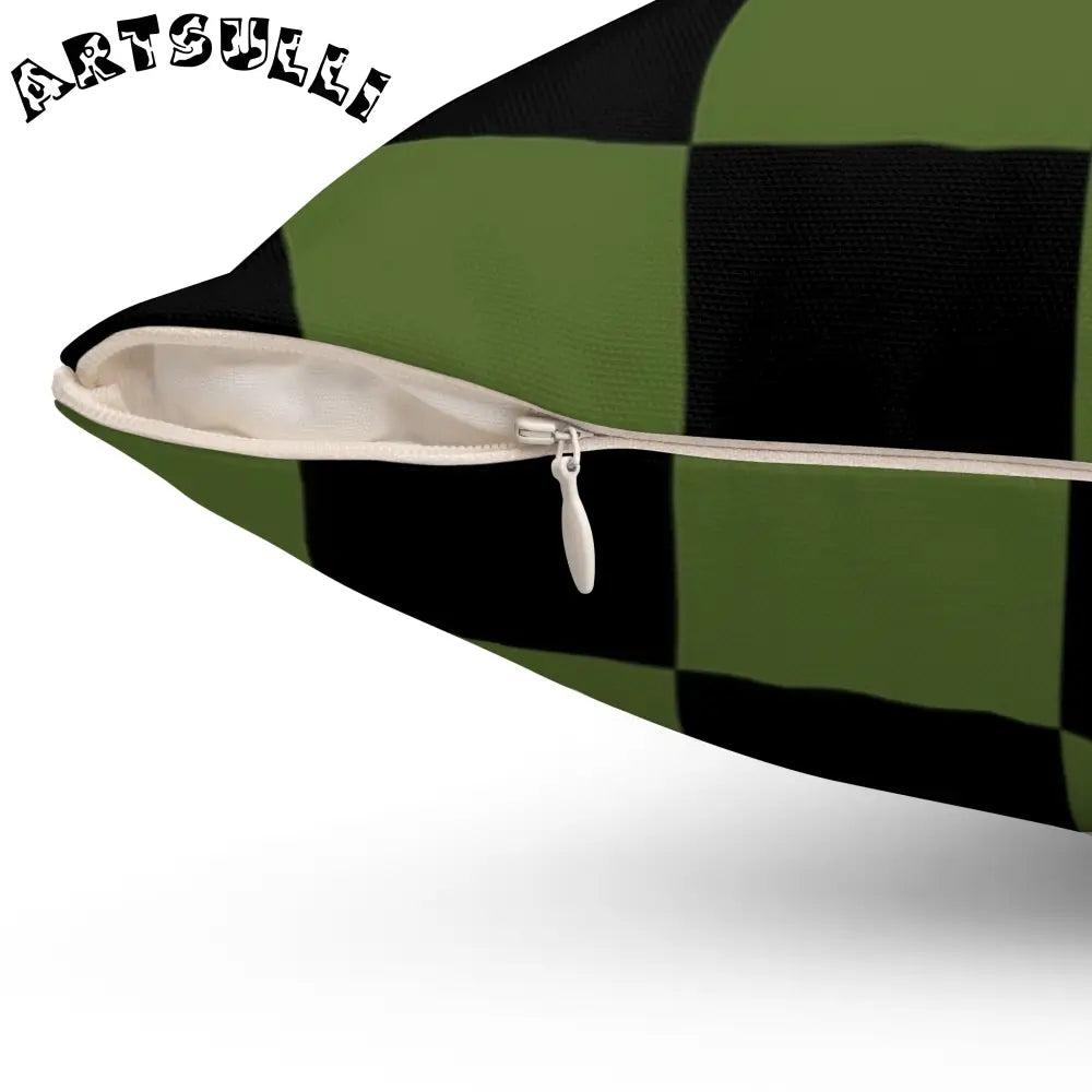 JAKKOUTTHEBXX Checkerboard Olive Green and Black Spun Polyester