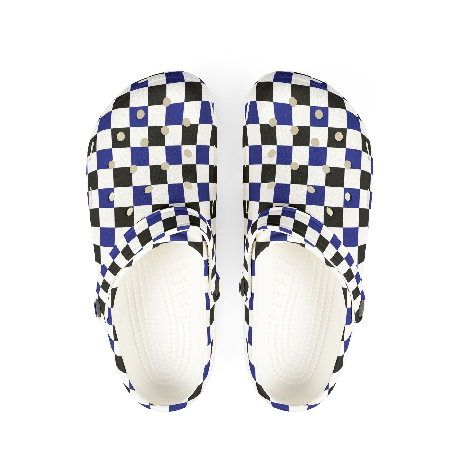 Checkerboard Blue White and Black EVA Foam Rubber Shoes (AOP), Artsulli - Art is Long, Life is Short, Shoes, Size, US 6 (Women's), Color, White, , , 18526419874083686821