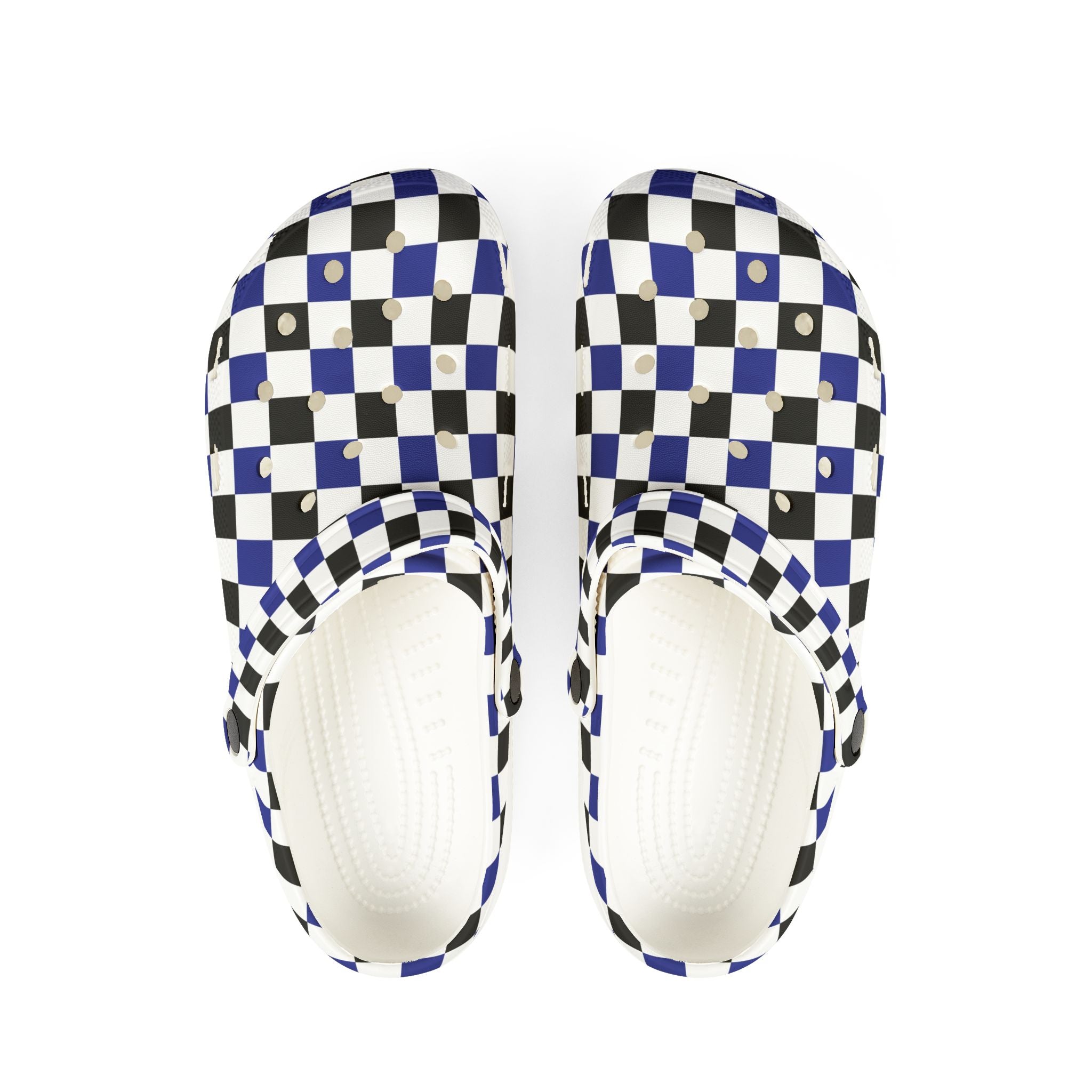 Checkerboard Blue White and Black EVA Foam Rubber Shoes (AOP), Artsulli - Art is Long, Life is Short, Shoes, Size, US 6 (Women's), Color, White, , , 18526419874083686821