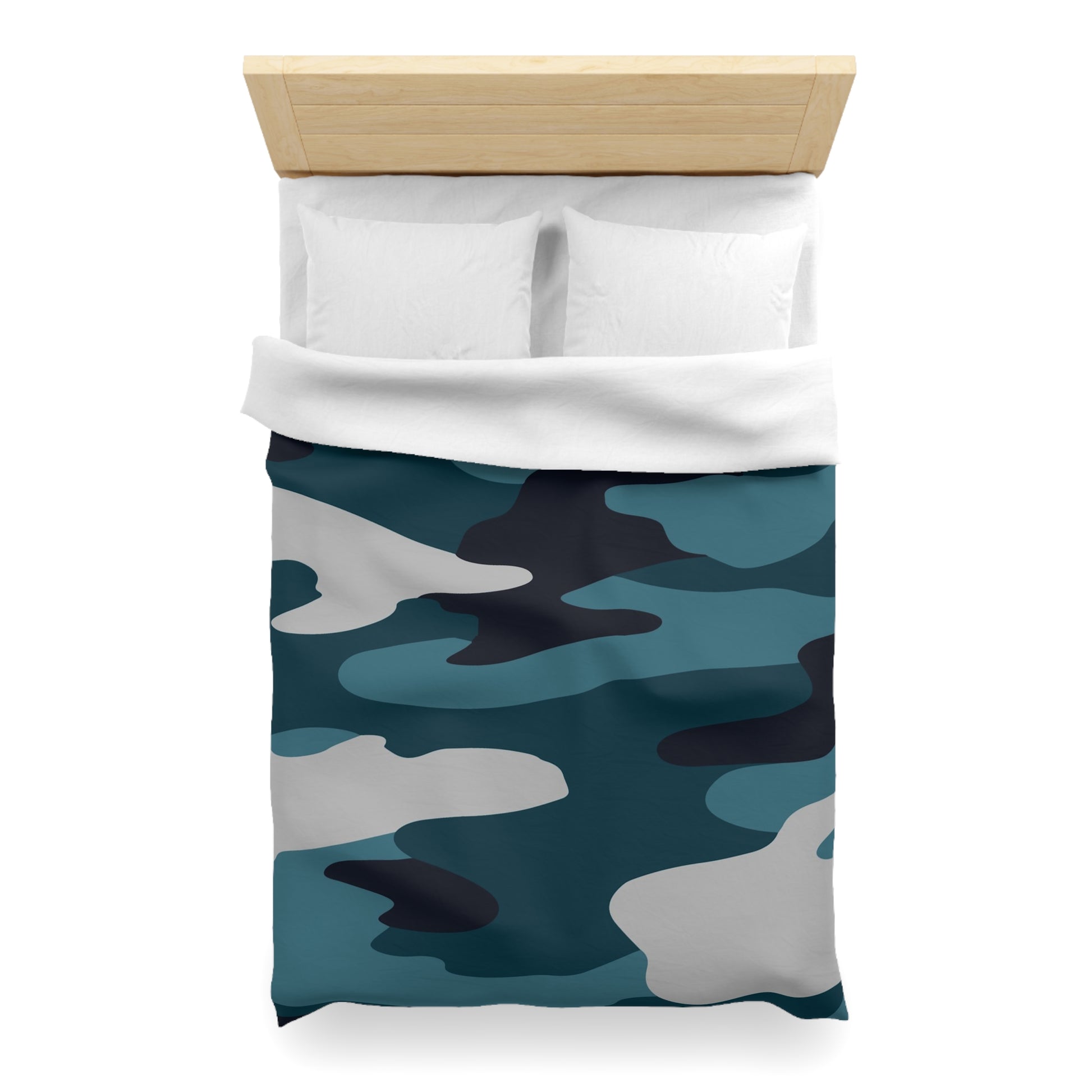 Blue Camouflage Microfiber Duvet Cover, Artsulli - Art is Long, Life is Short, Home Decor, , , , , , , 
