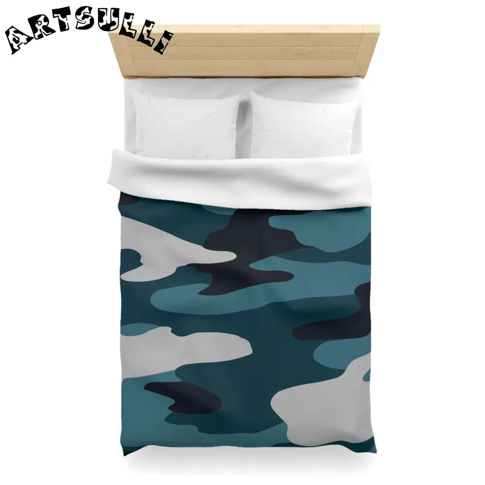 JAKKOUTTHEBXX Blue Camouflage Microfiber Duvet Cover JAKKOUTTHEBXX